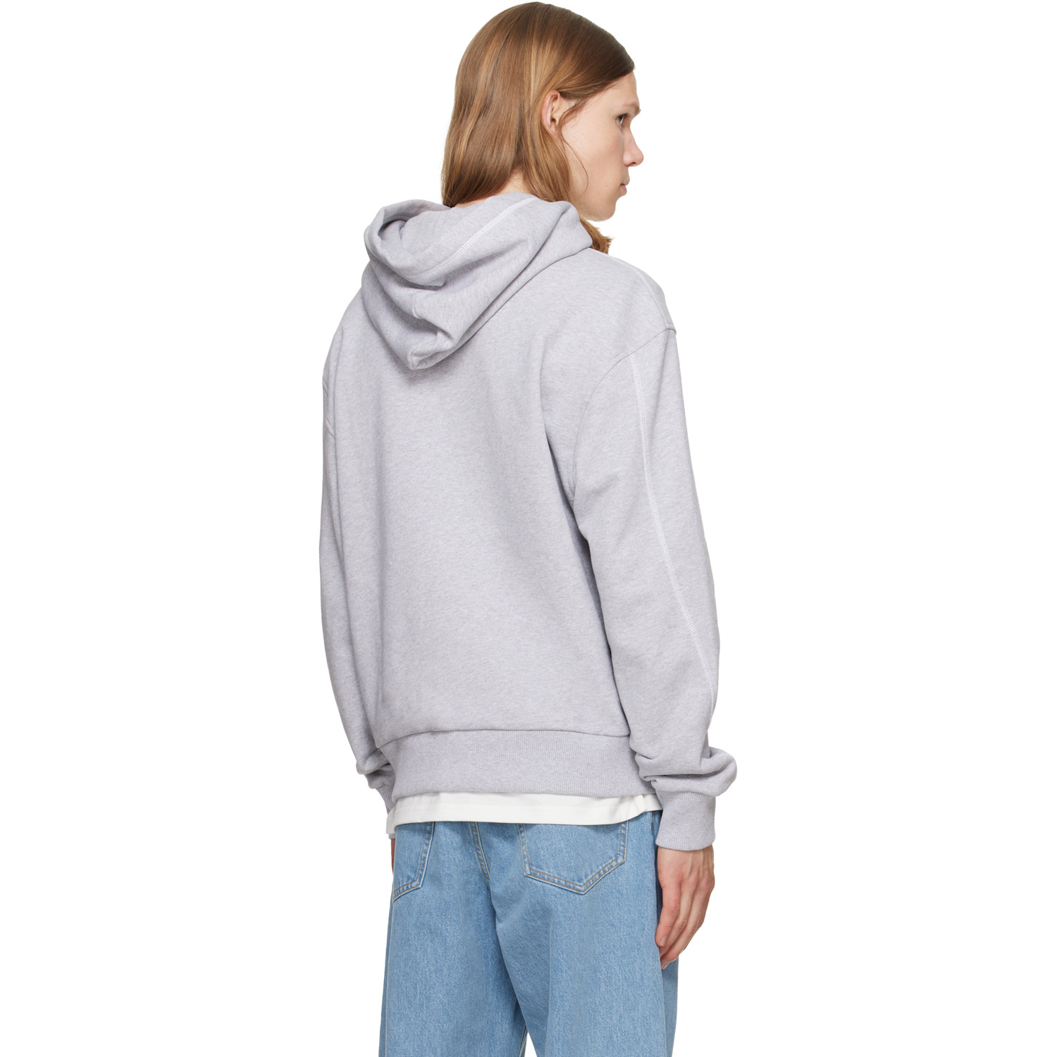  Givenchy Gray Couture Seam Contrasted Stitch Hoodie 