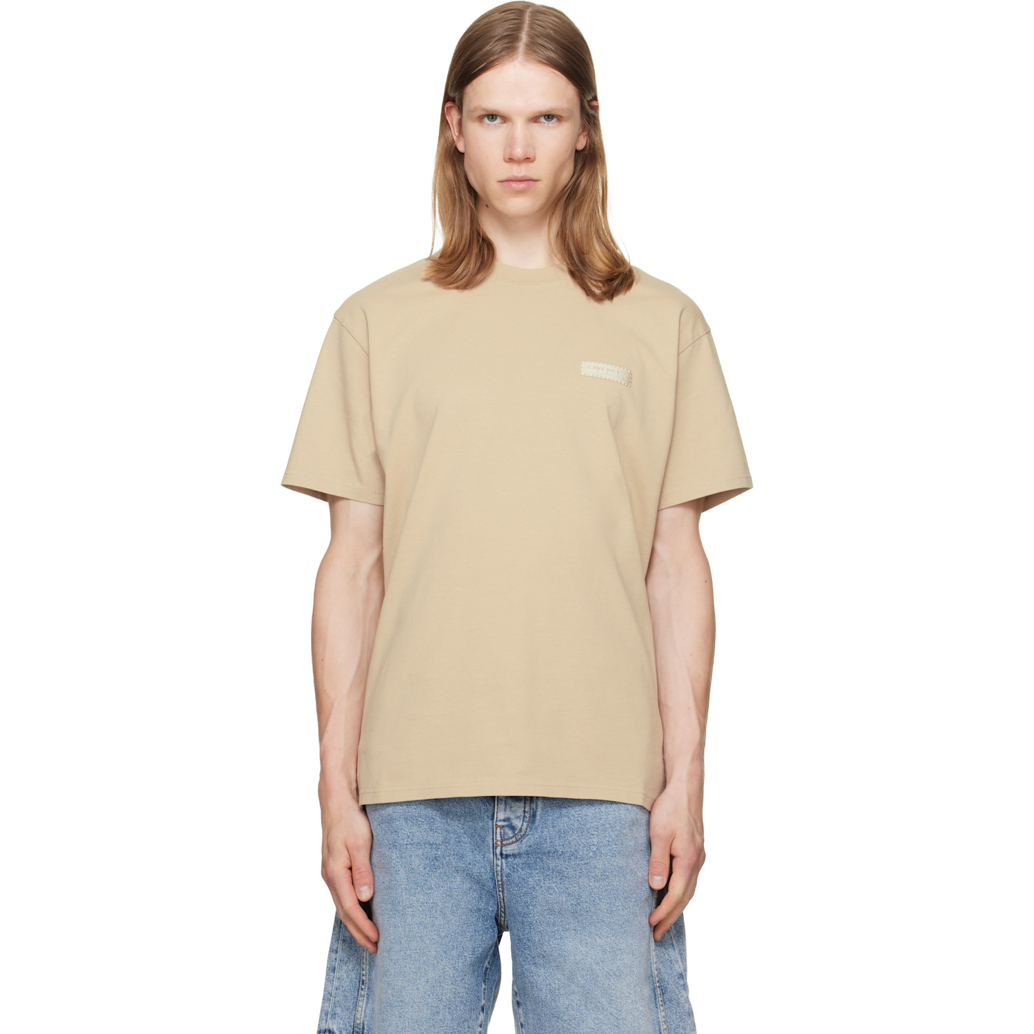 Givenchy Beige 'Givenchy Paris' Grosgrain T-shirt