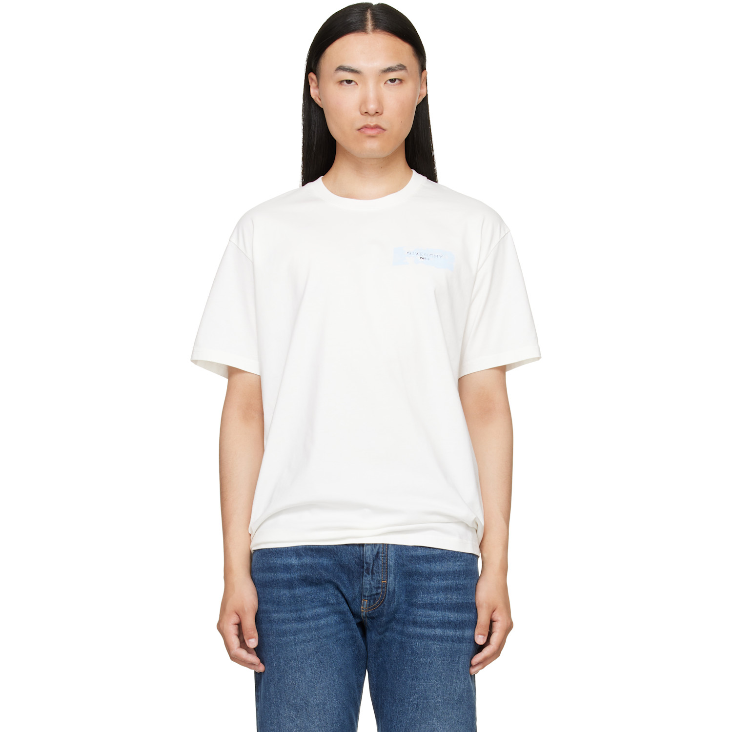 Givenchy White 'Givenchy Paris Paint Print' Cotton T-shirt