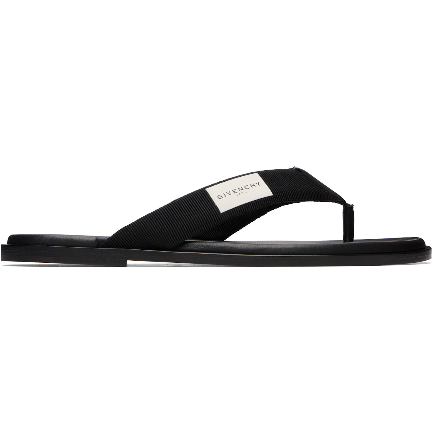 Givenchy Black 'Givenchy Bay' Grosgrain & Leather Flip-Flops