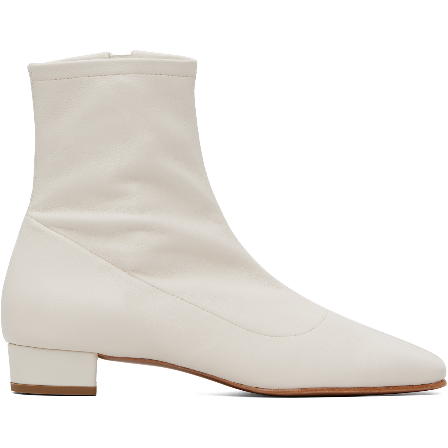 BY FAR White Este Leather Ankle Boots