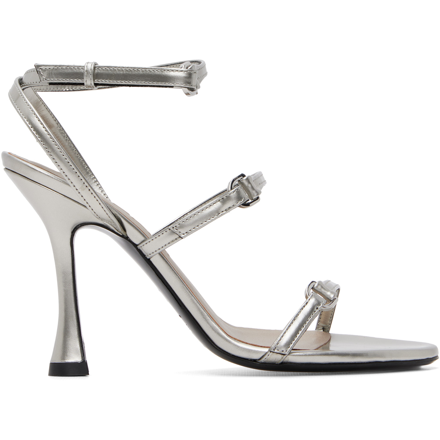 BY FAR Silver Gala Heeled Sandals