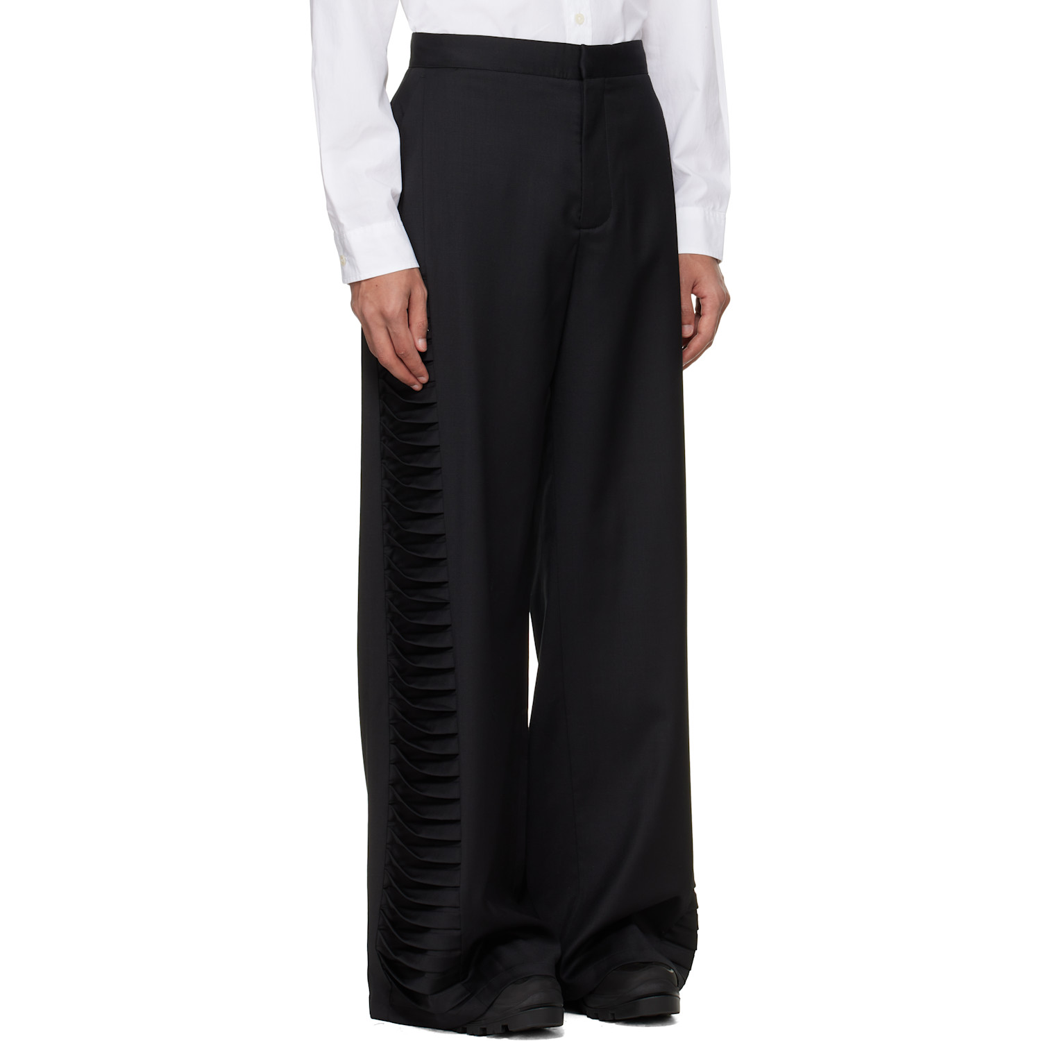  Heliot Emil Black Vibraxis Tailoring Trousers 