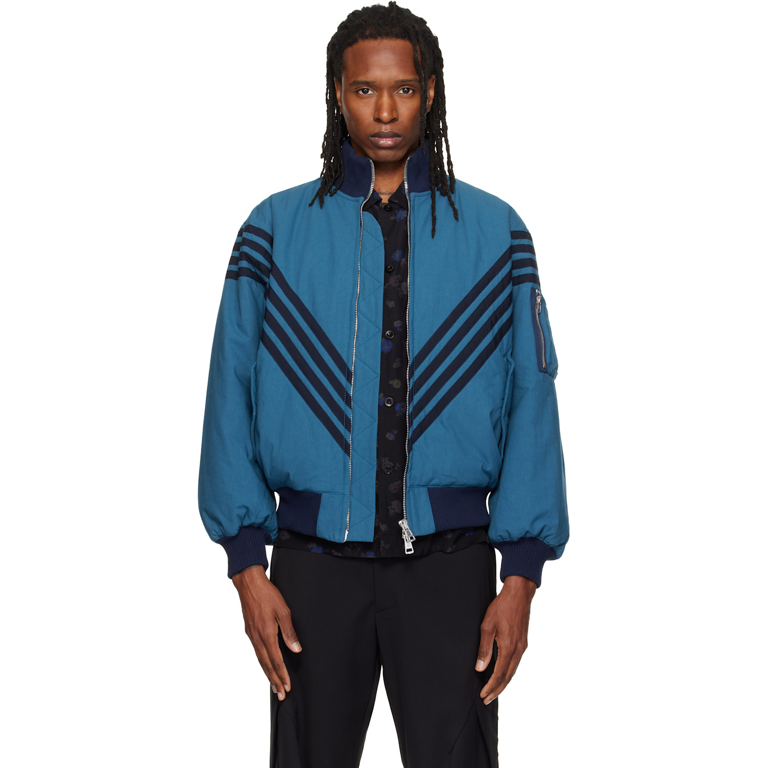 Stefan Cooke Blue Chevron Tanker Jacket