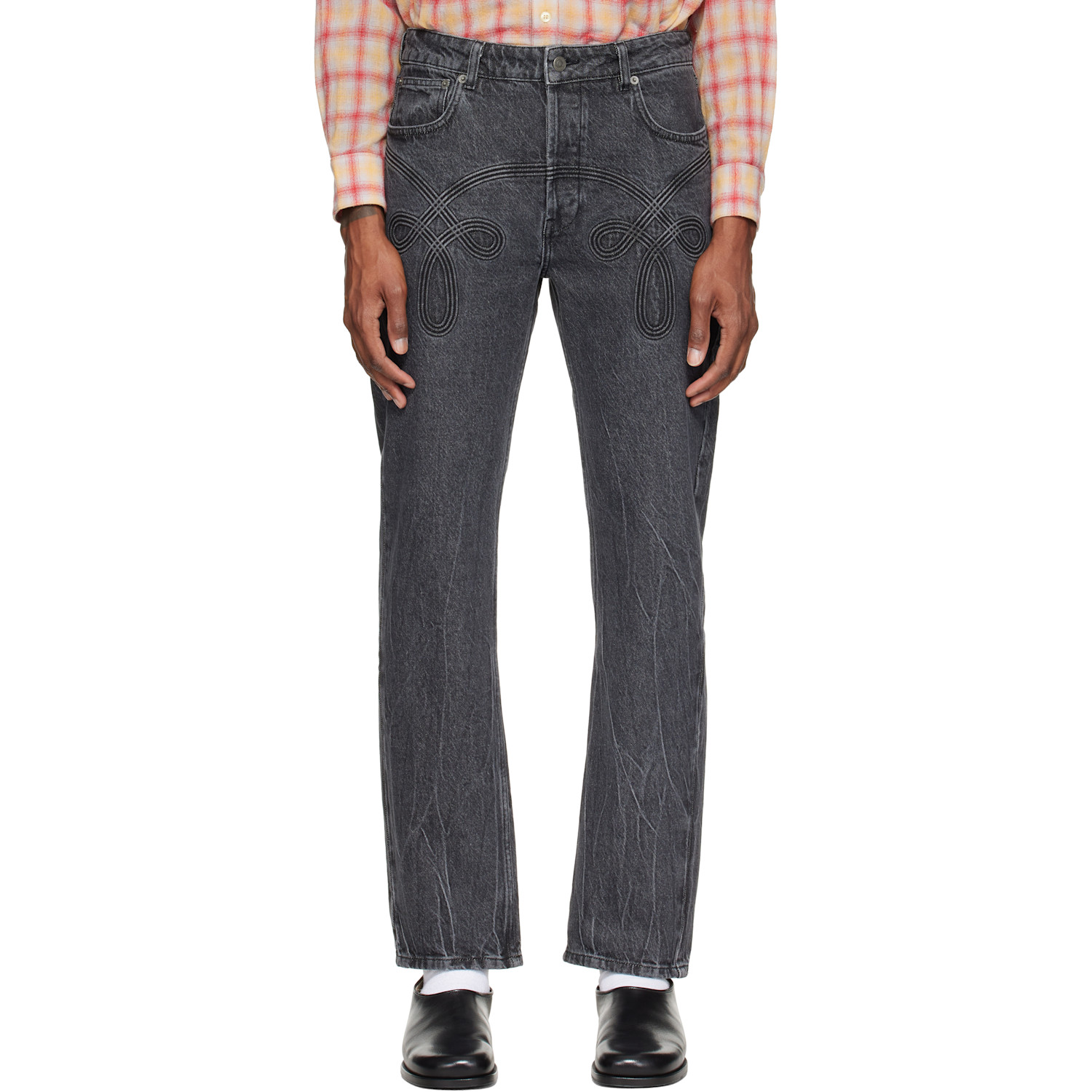 Stefan Cooke Black Braided Jeans