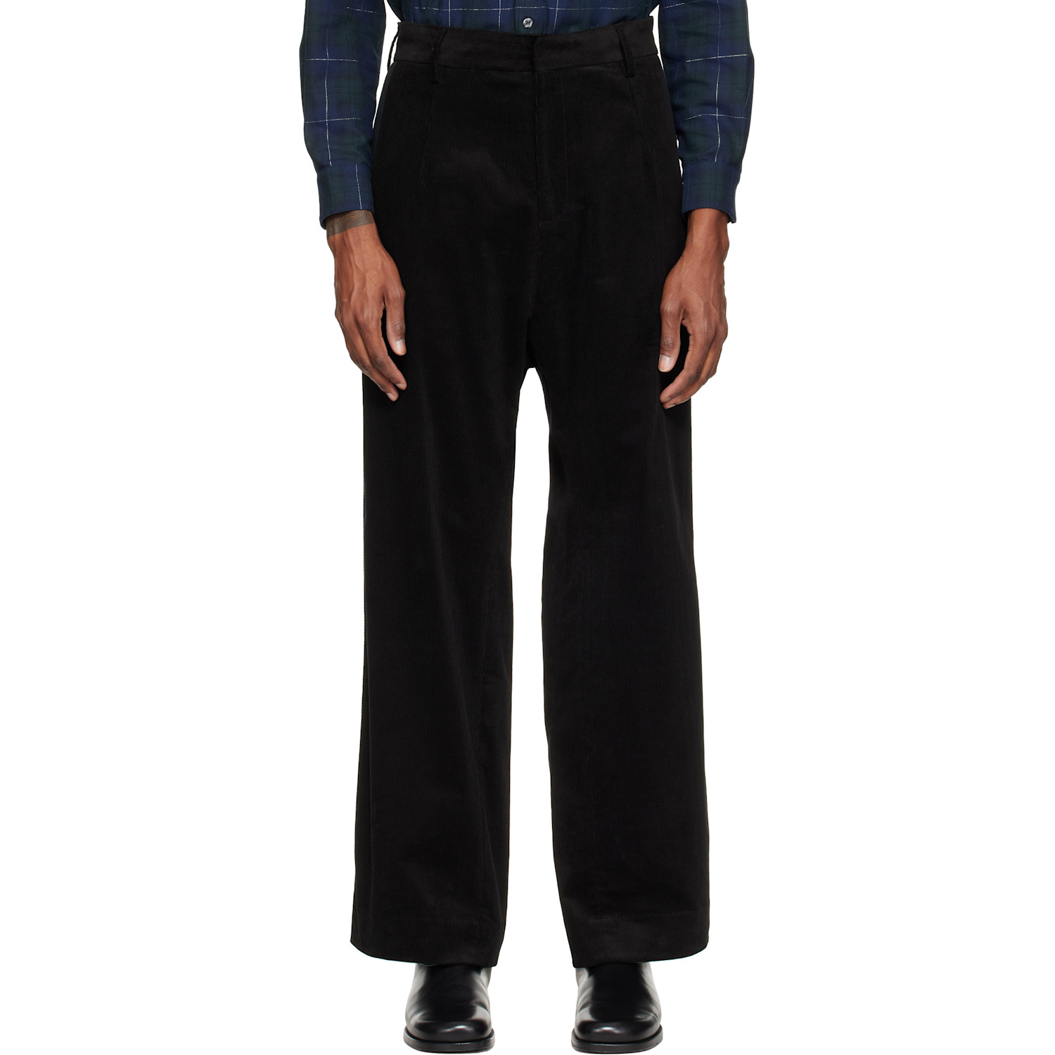 Stefan Cooke Black Cord Tux Trousers