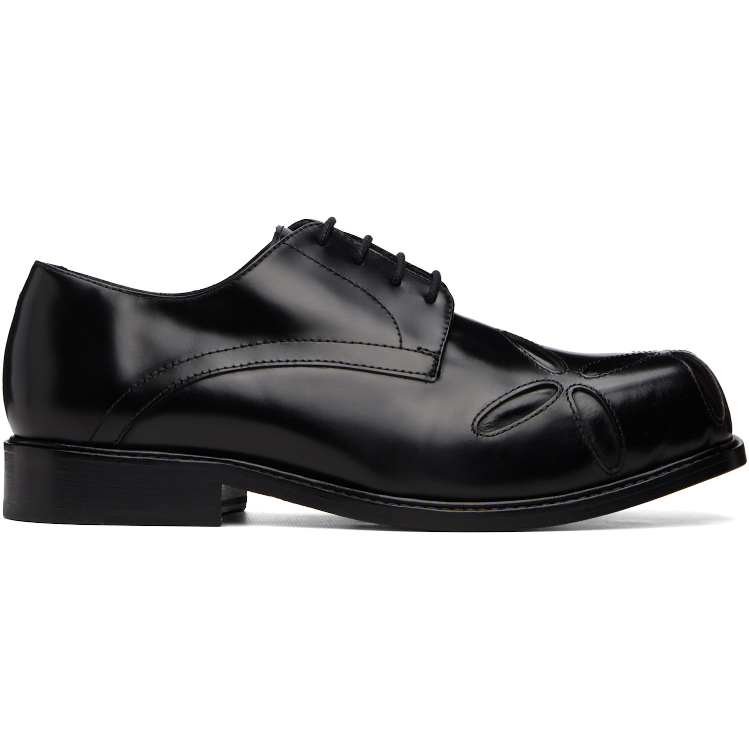 Stefan Cooke Black Slashed Square Toe Derbys