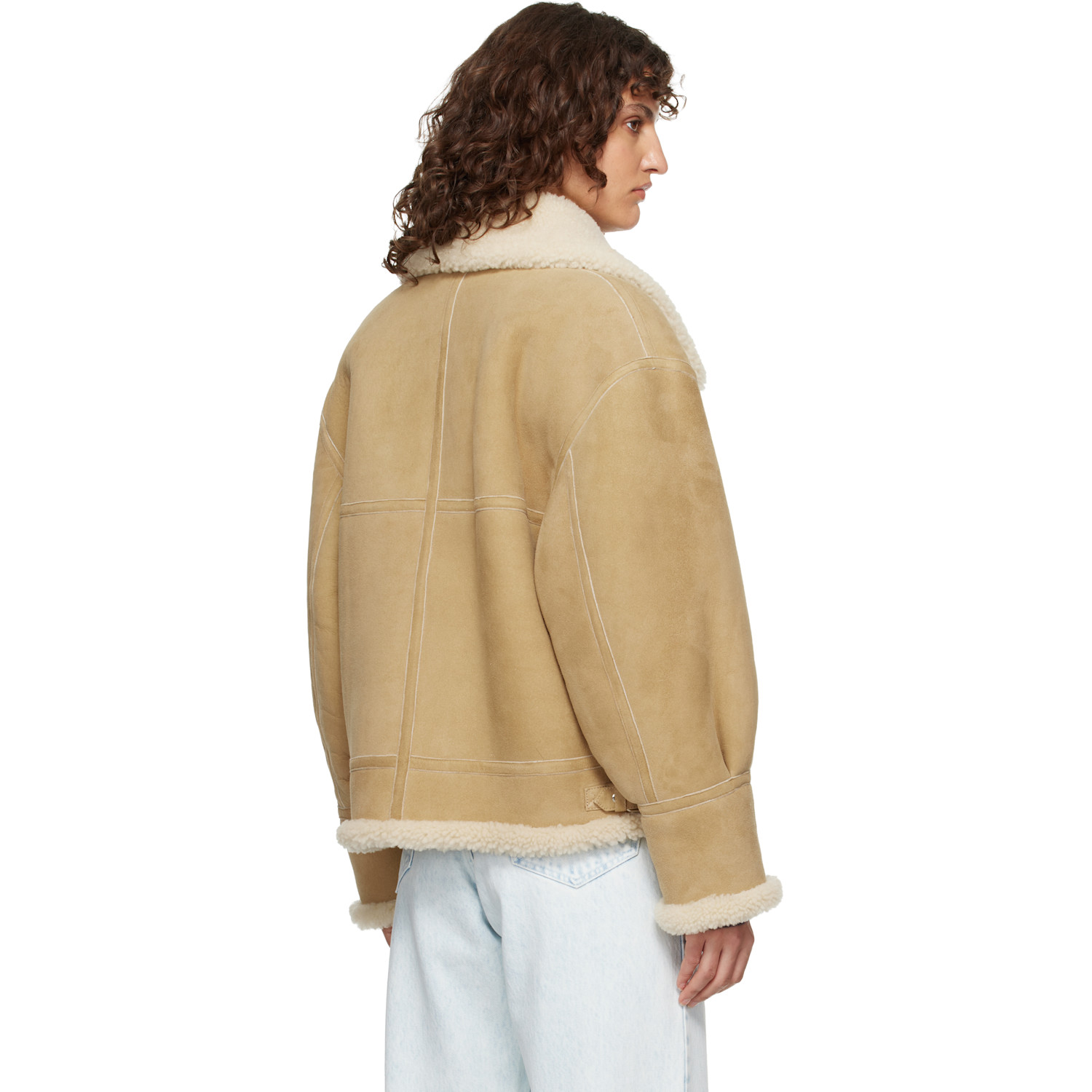  Nour Hammour Beige Portia Shearling Jacket 