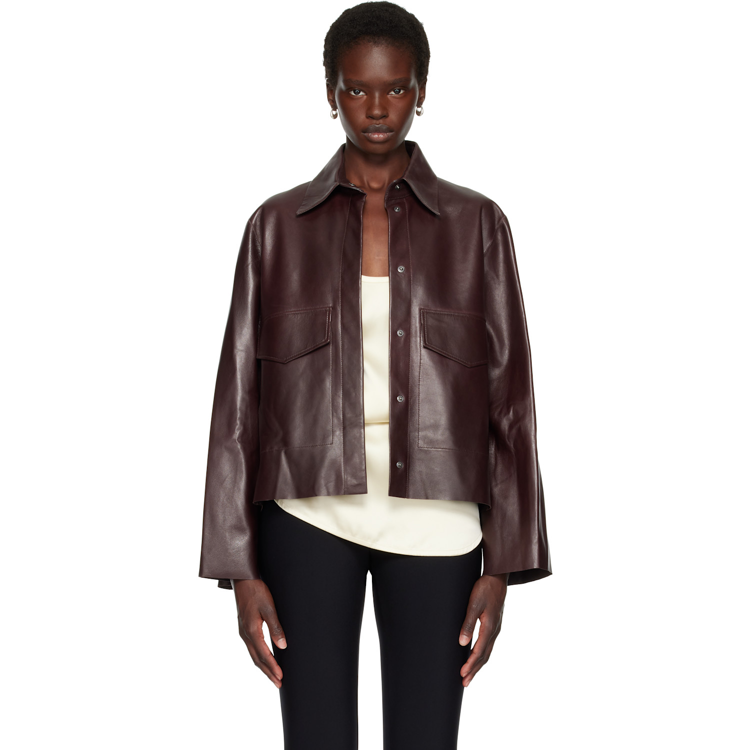 Nour Hammour Brown Darcy Leather Jacket