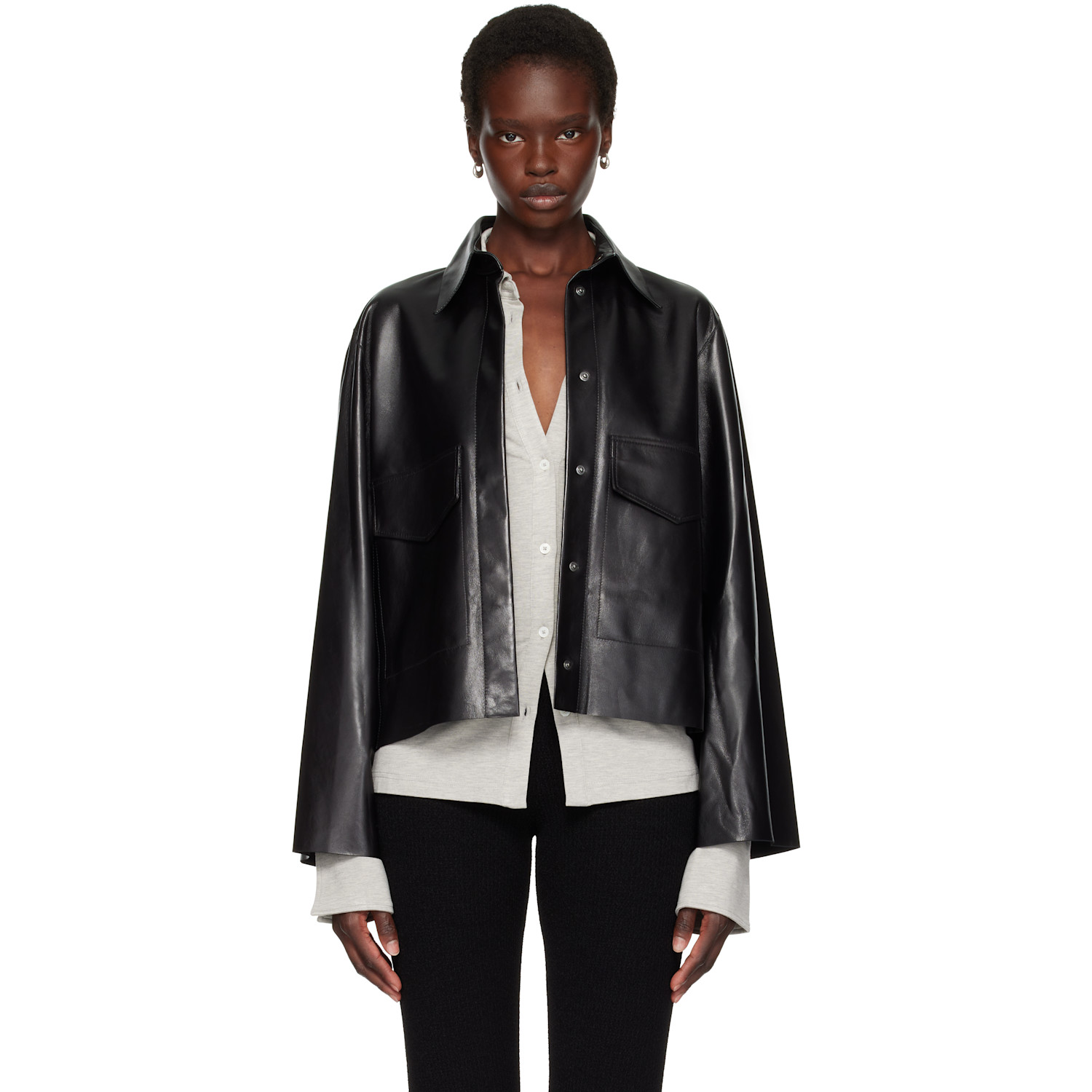 Nour Hammour Black Darcy Leather Jacket