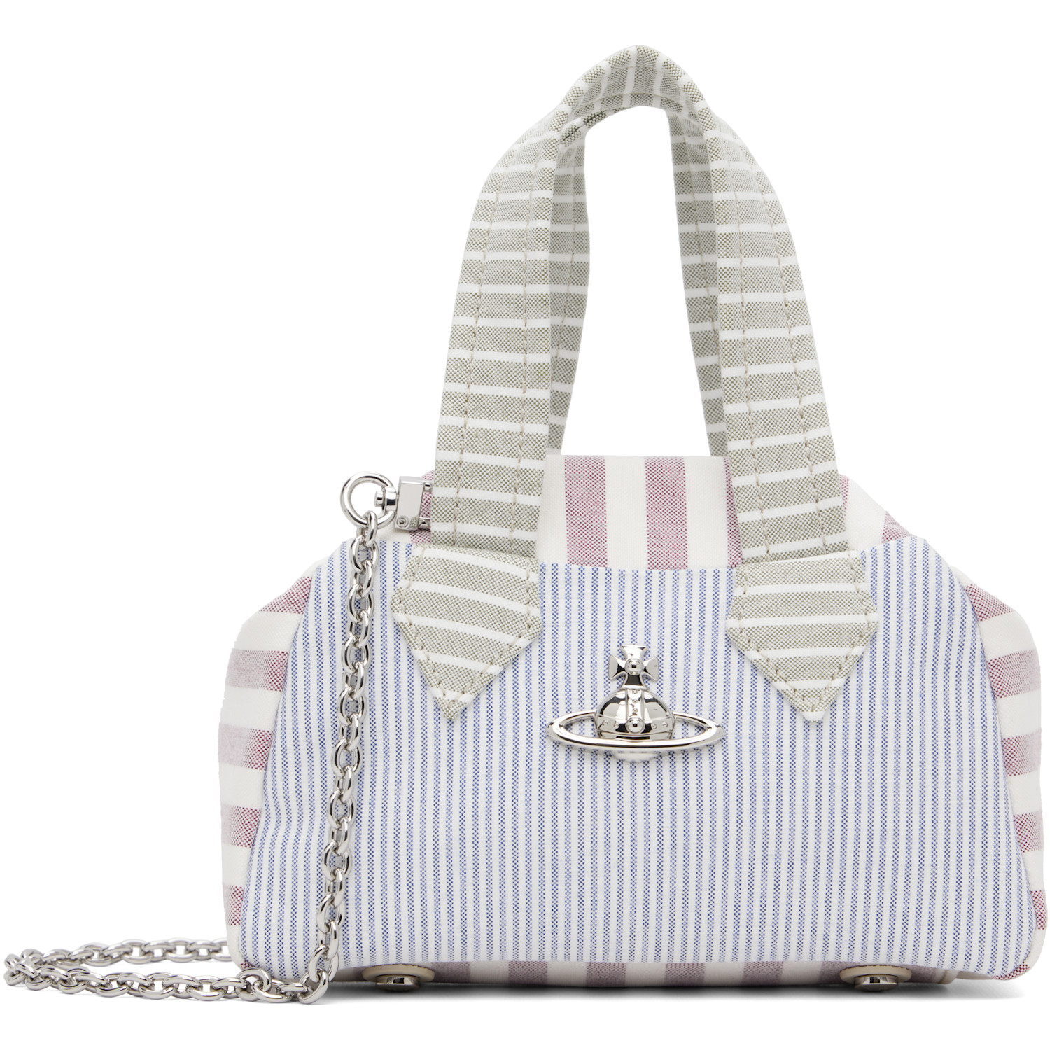 Vivienne Westwood Navy & Burgundy Yasmine Small Archive Hand Bag
