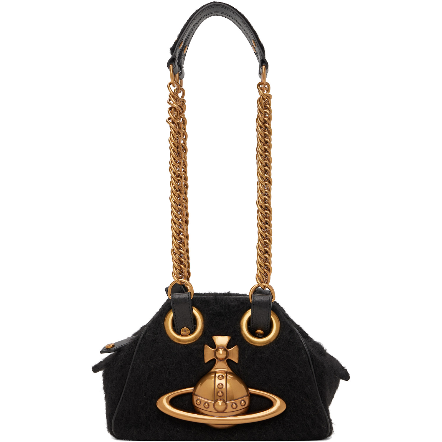 Vivienne Westwood Black Archive Orb Chain Hand Bag
