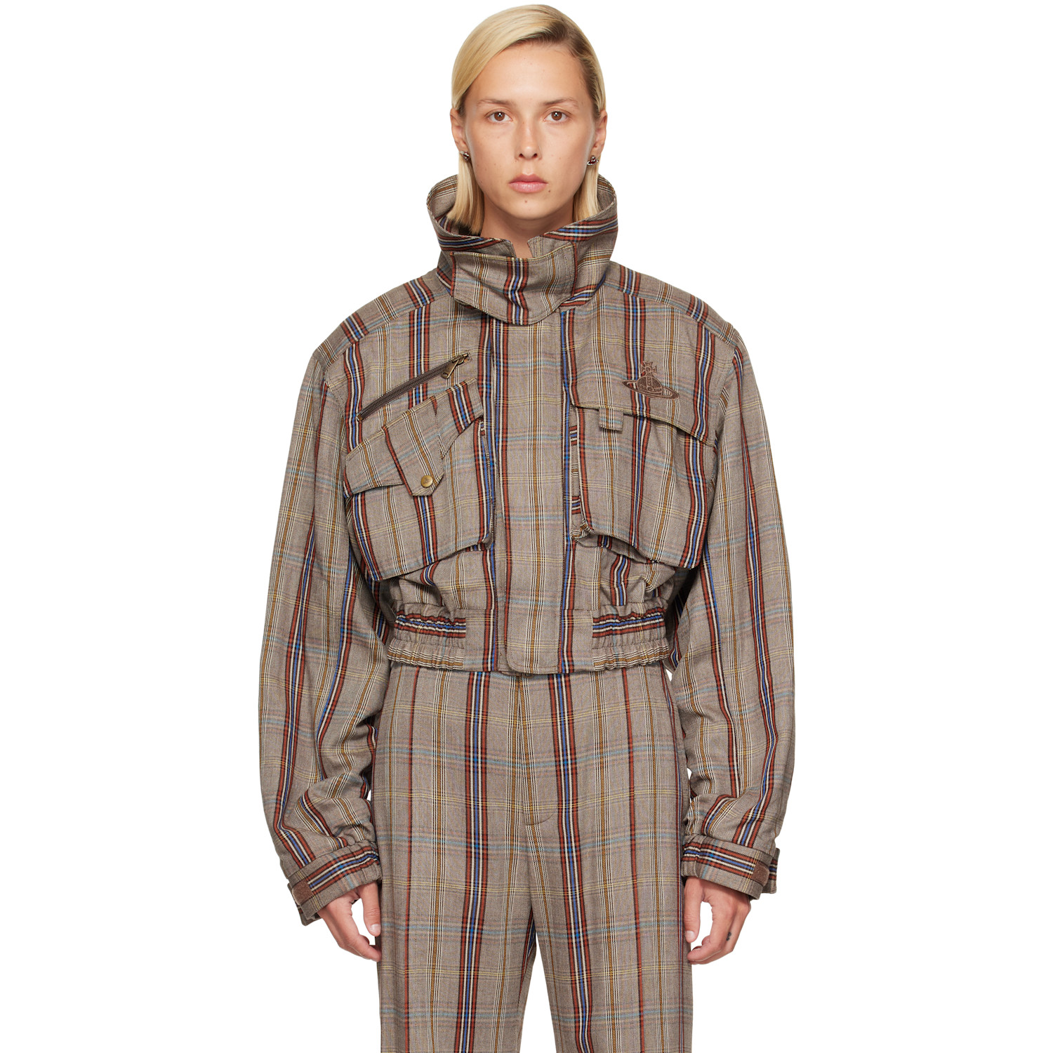 Vivienne Westwood Taupe Memphis Cropped Bomber Jacket