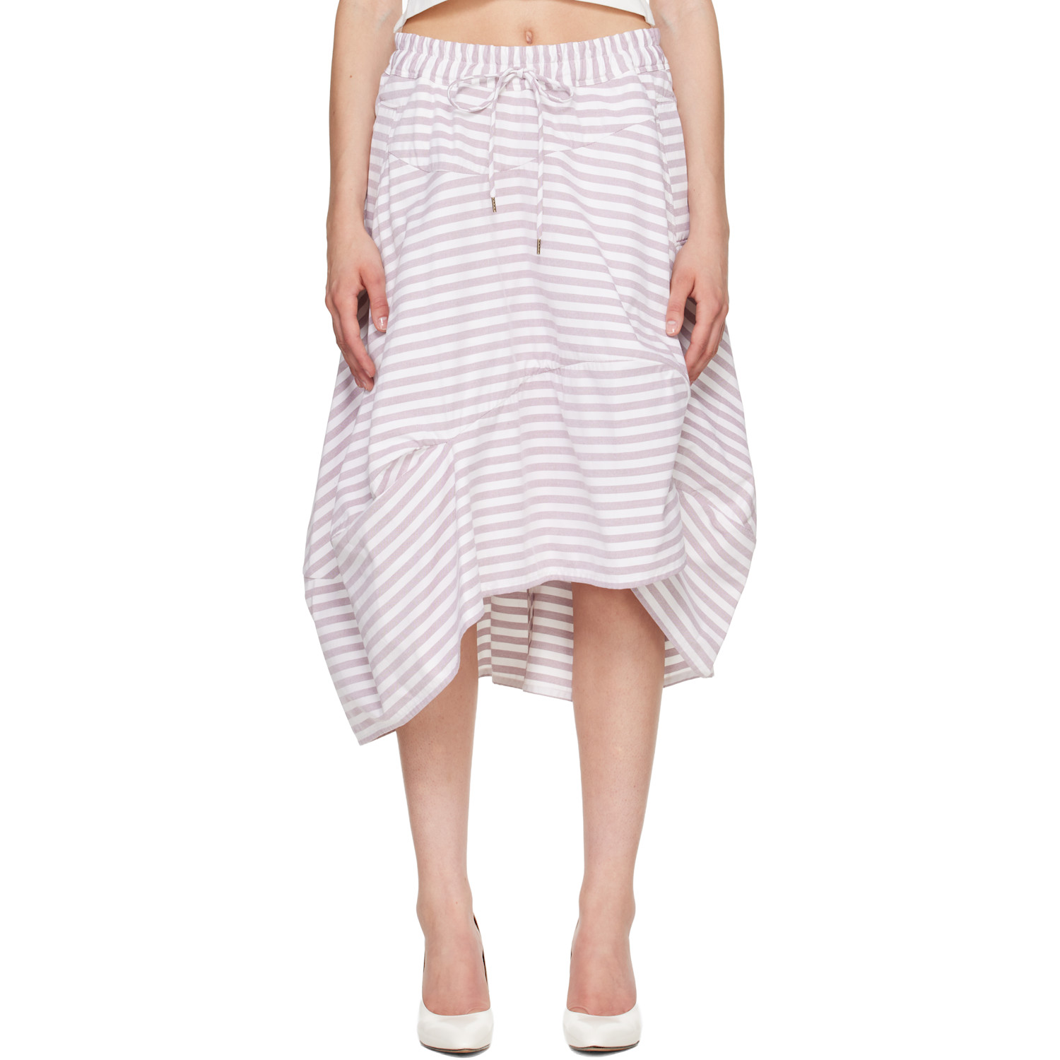 Vivienne Westwood White & Burgundy Aerodrome Midi Skirt