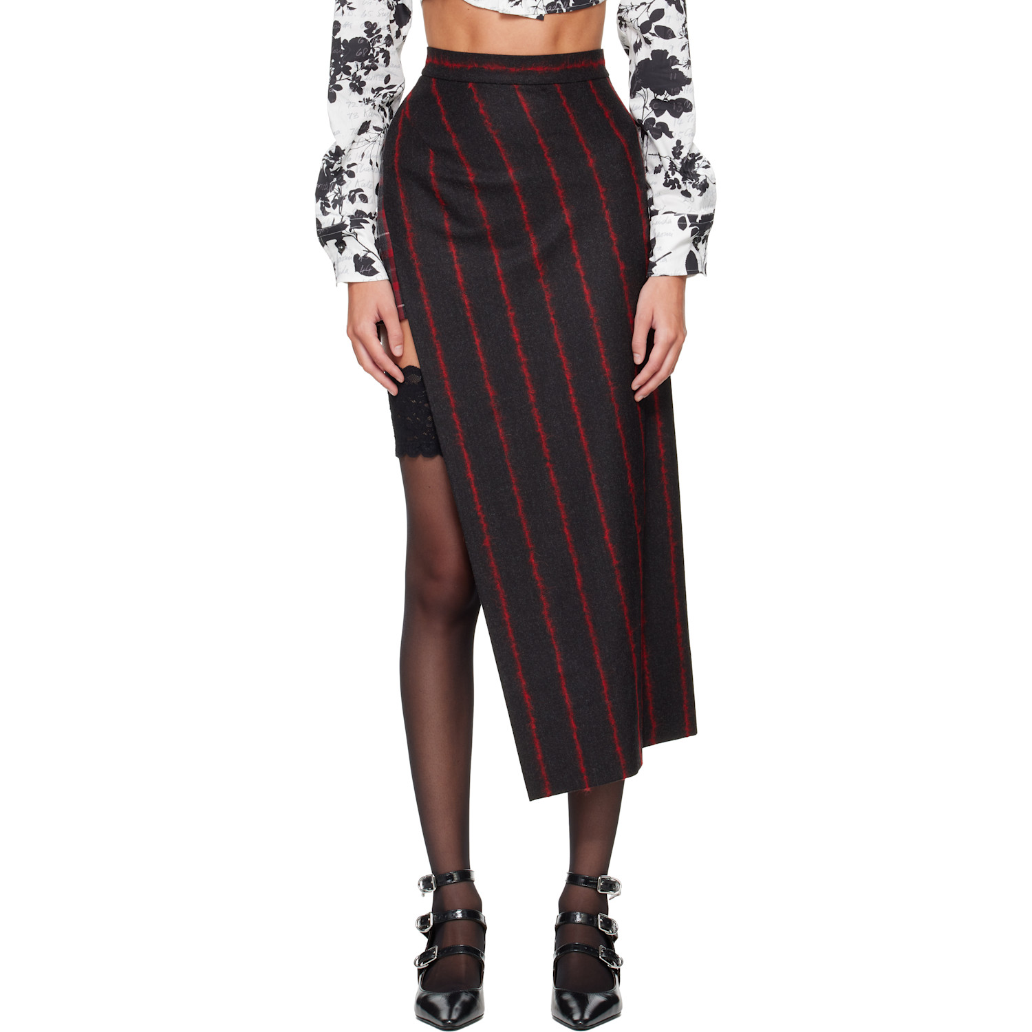 Vivienne Westwood Gray & Red Infinity Maxi Skirt