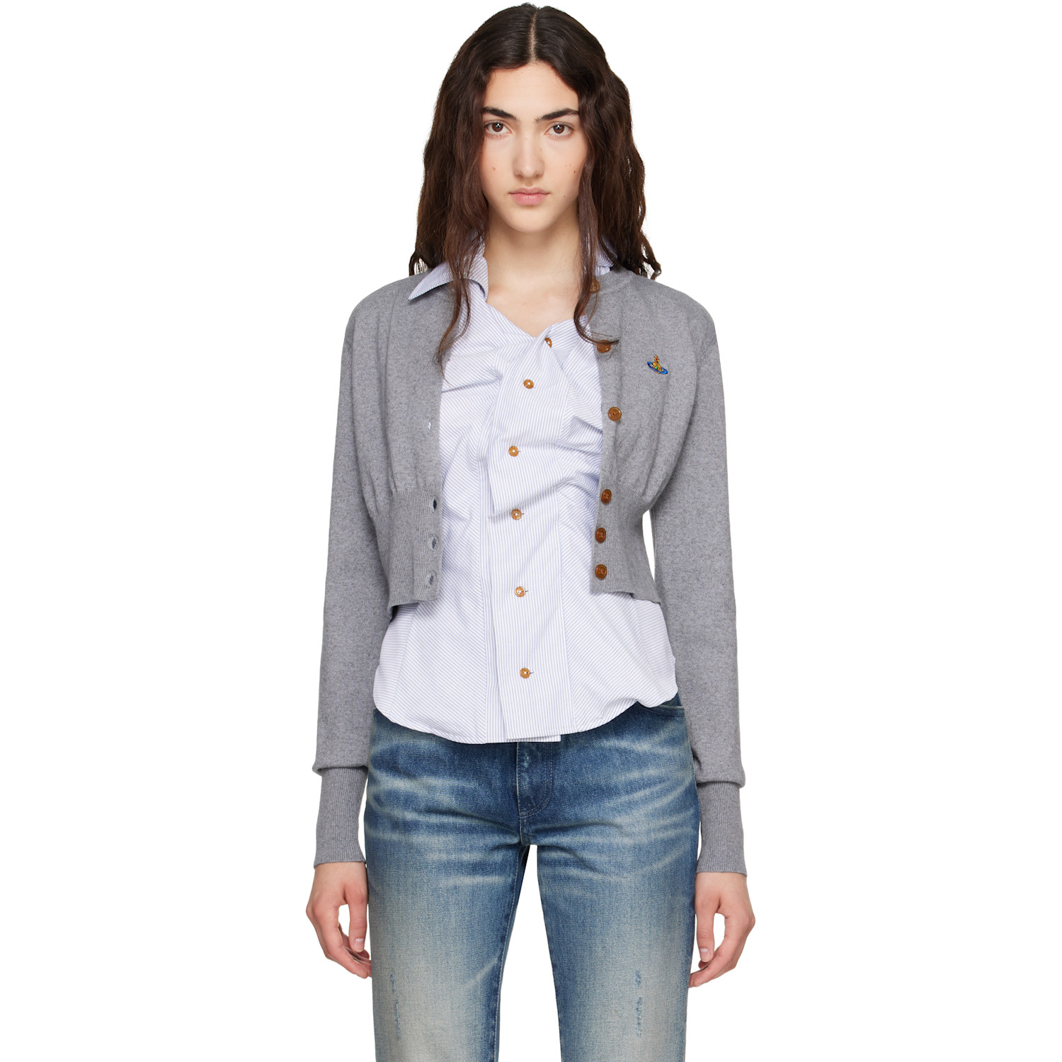 Vivienne Westwood Gray Bea Cropped Cardigan