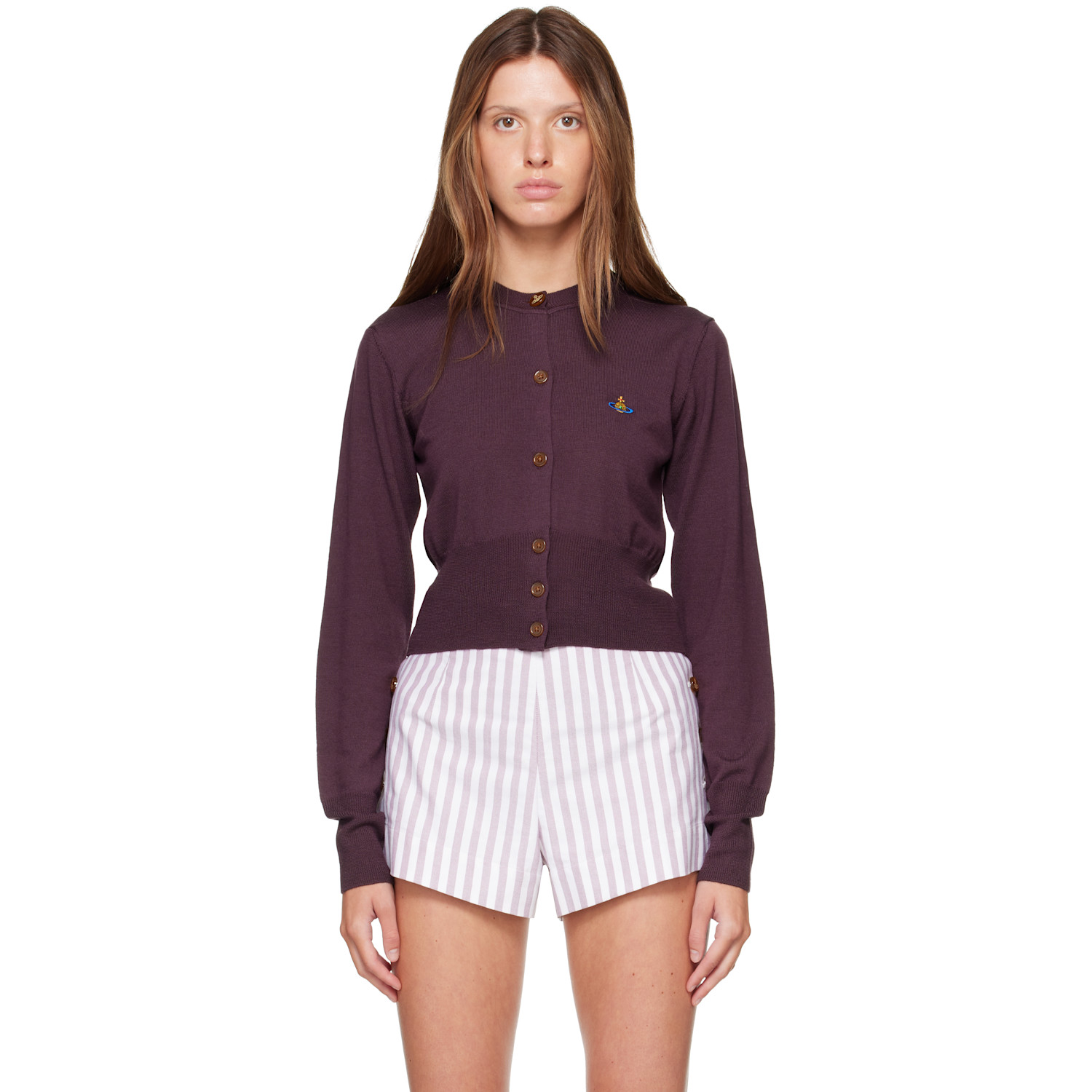 Vivienne Westwood Purple Bea Cropped Cardigan