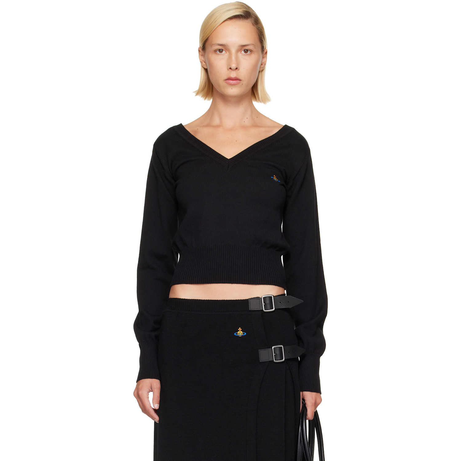 Vivienne Westwood Black Beatrice V-Neck Sweater