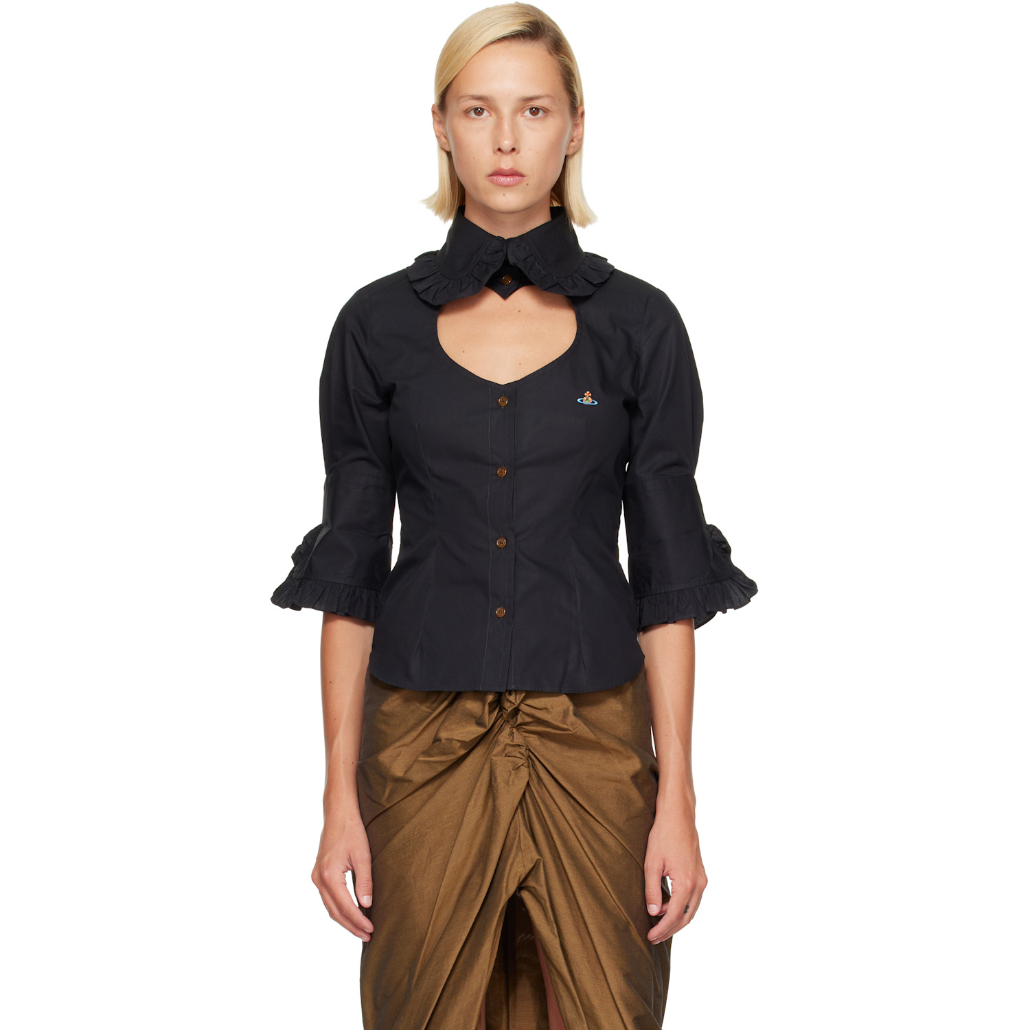 Vivienne Westwood Black S/S Toulouse Frill Shirt