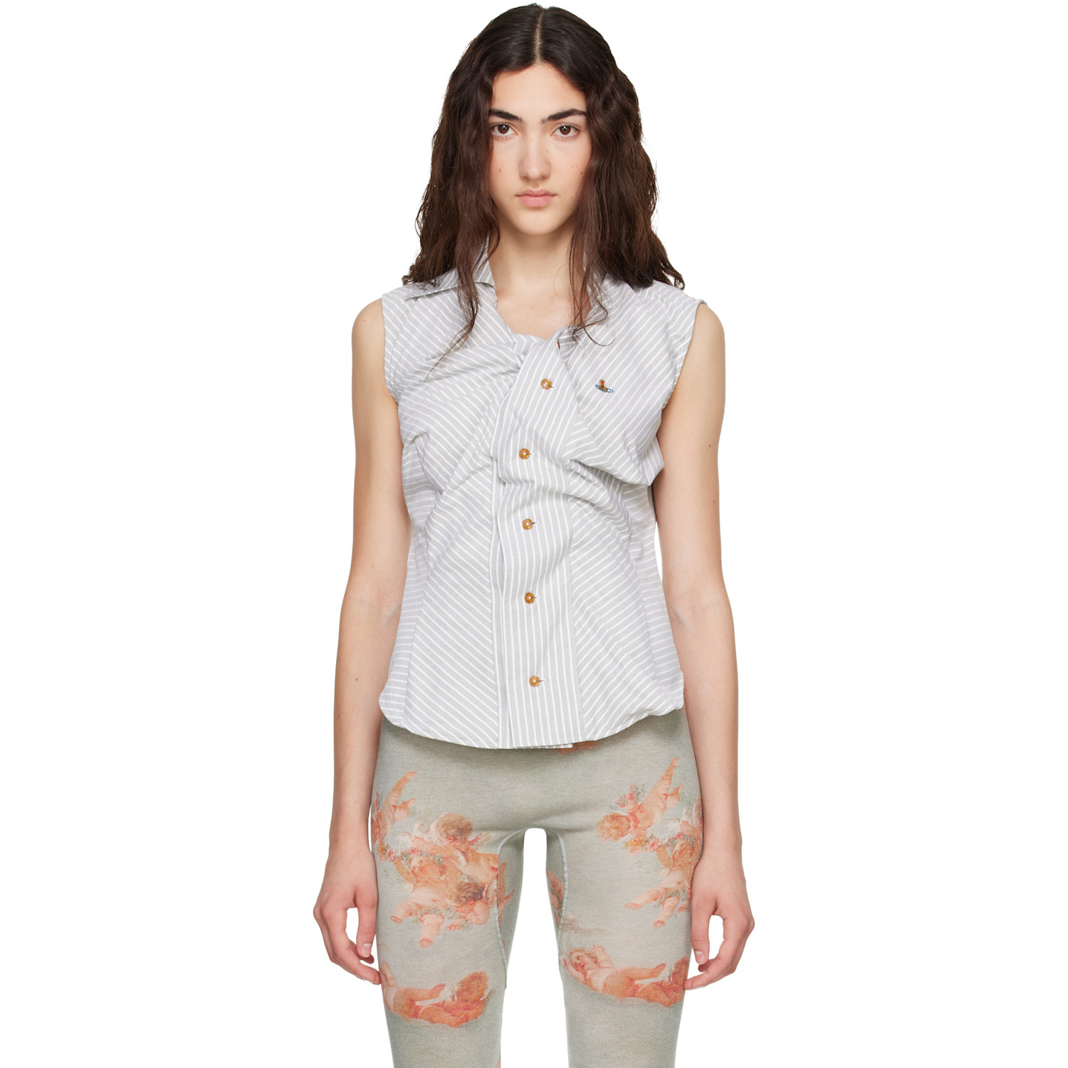 Vivienne Westwood Gray Short Sleeve Drunken Shirt