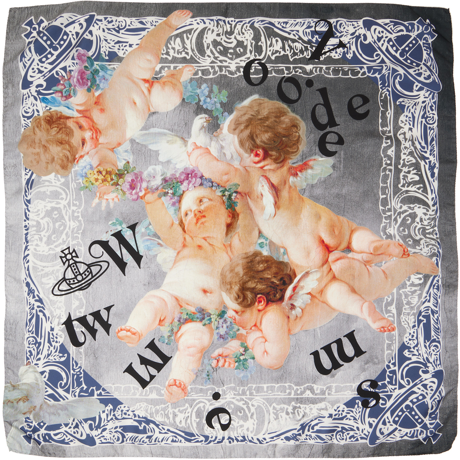 Vivienne Westwood Gray Spring Cherub Square Scarf