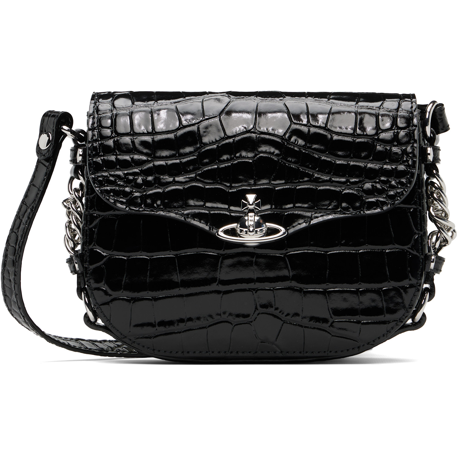 Vivienne Westwood Black Hunter Flap Crossbody Bag