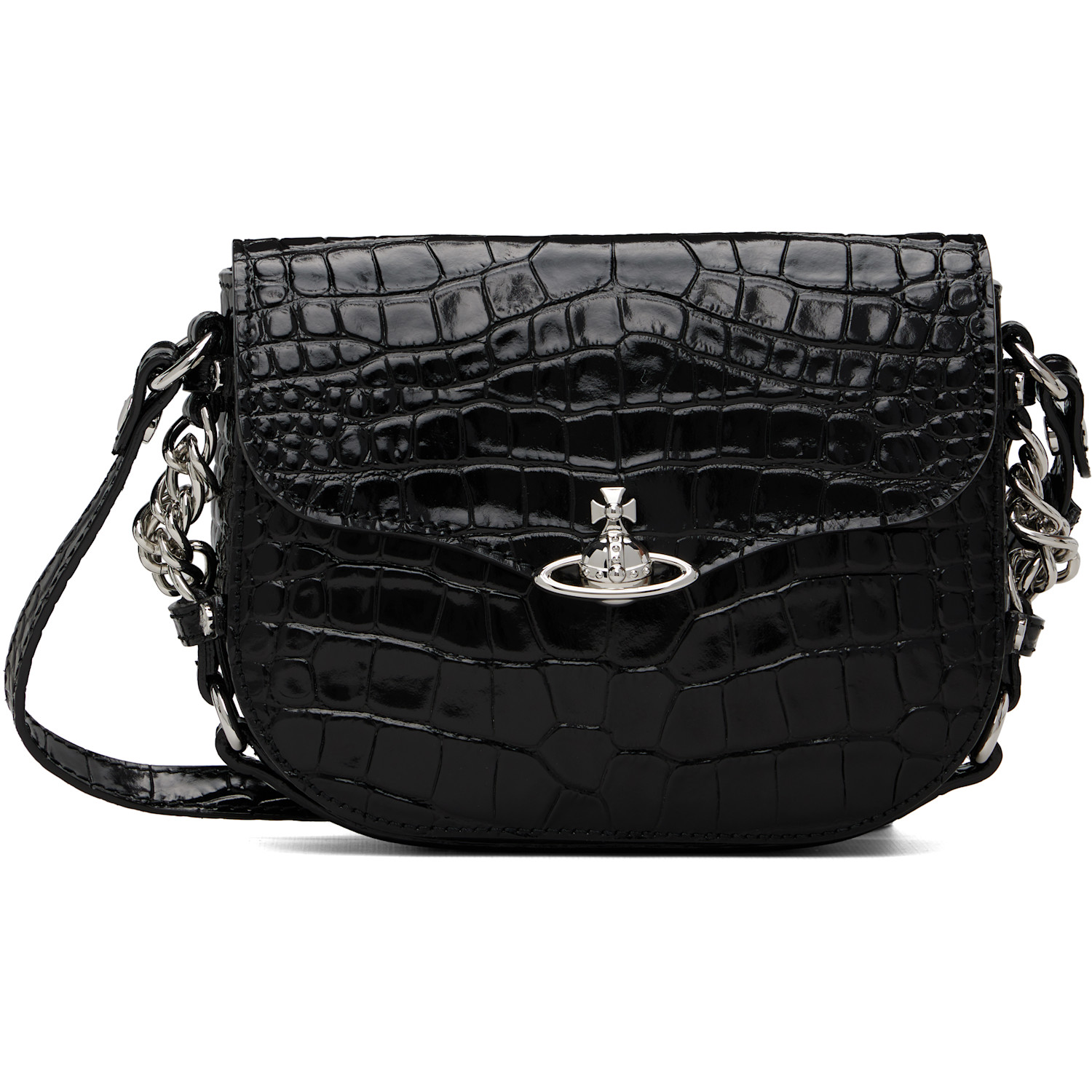 Vivienne Westwood Black Hunter Flap Crossbody Bag