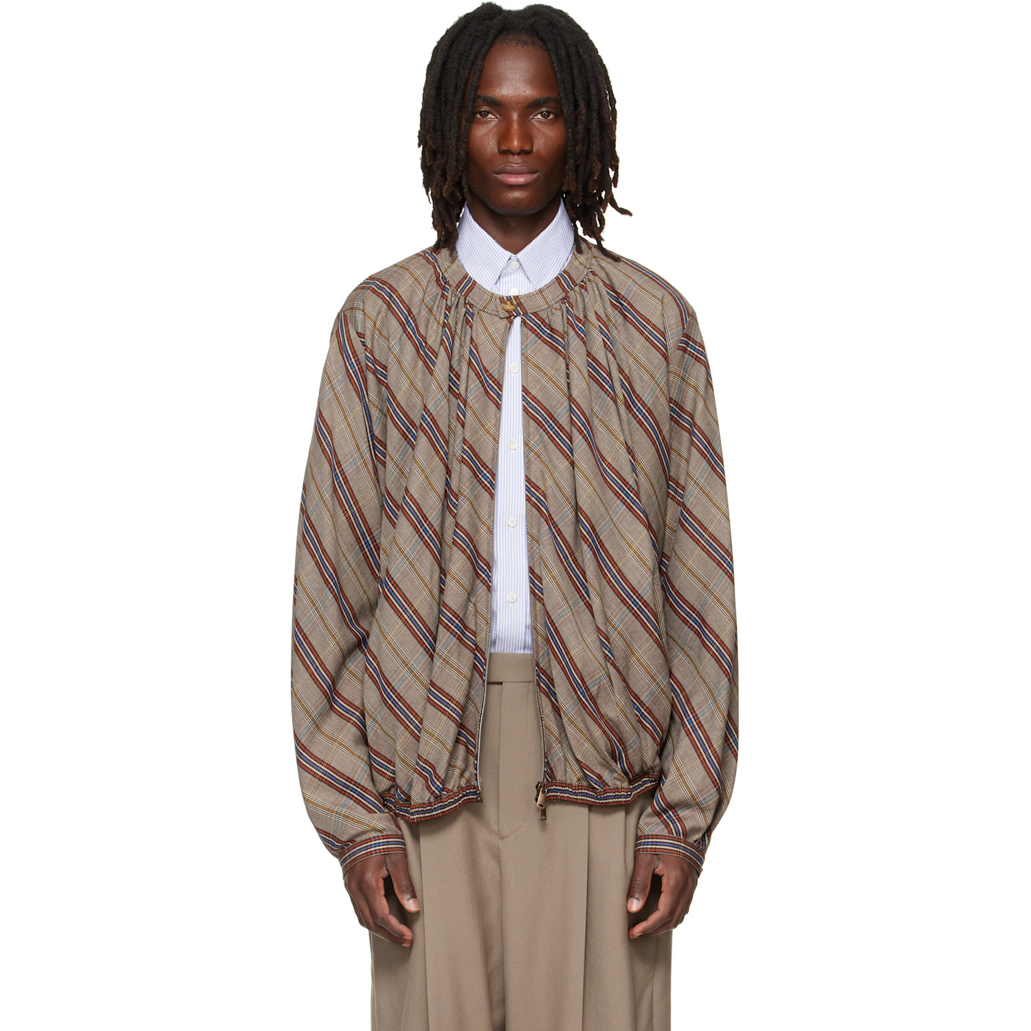 Vivienne Westwood Beige Gathered Bomber Jacket