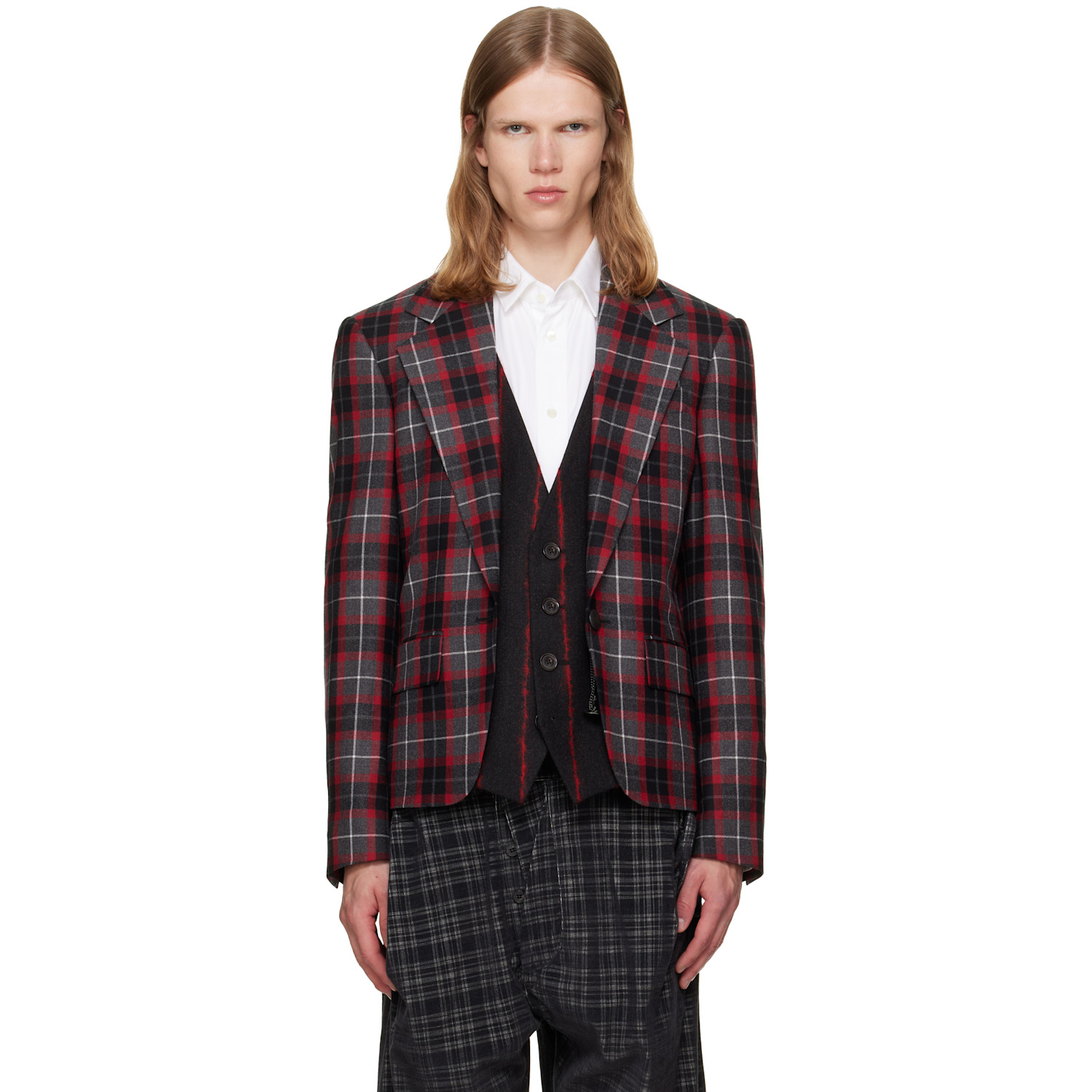 Vivienne Westwood Gray & Red Waistcoat Blazer