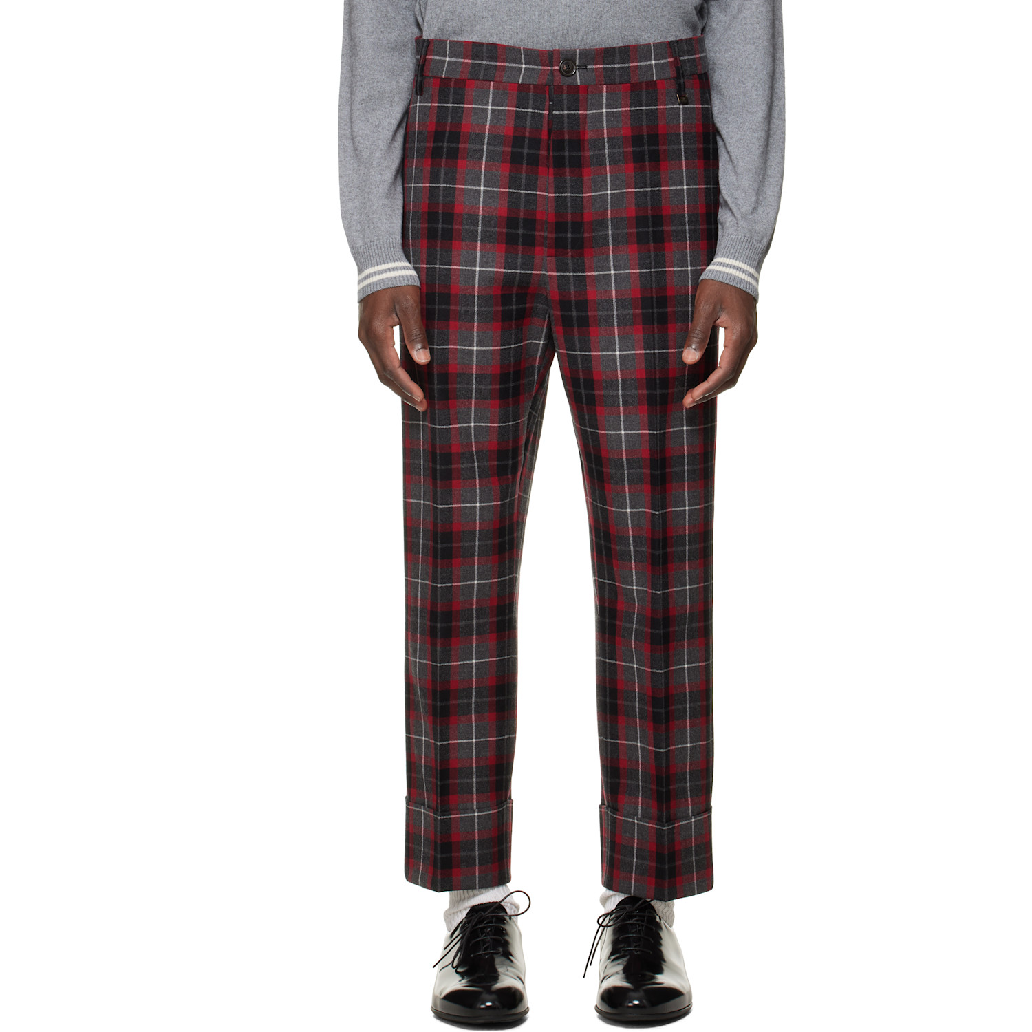 Vivienne Westwood Red & Gray George Turn-Up Trousers