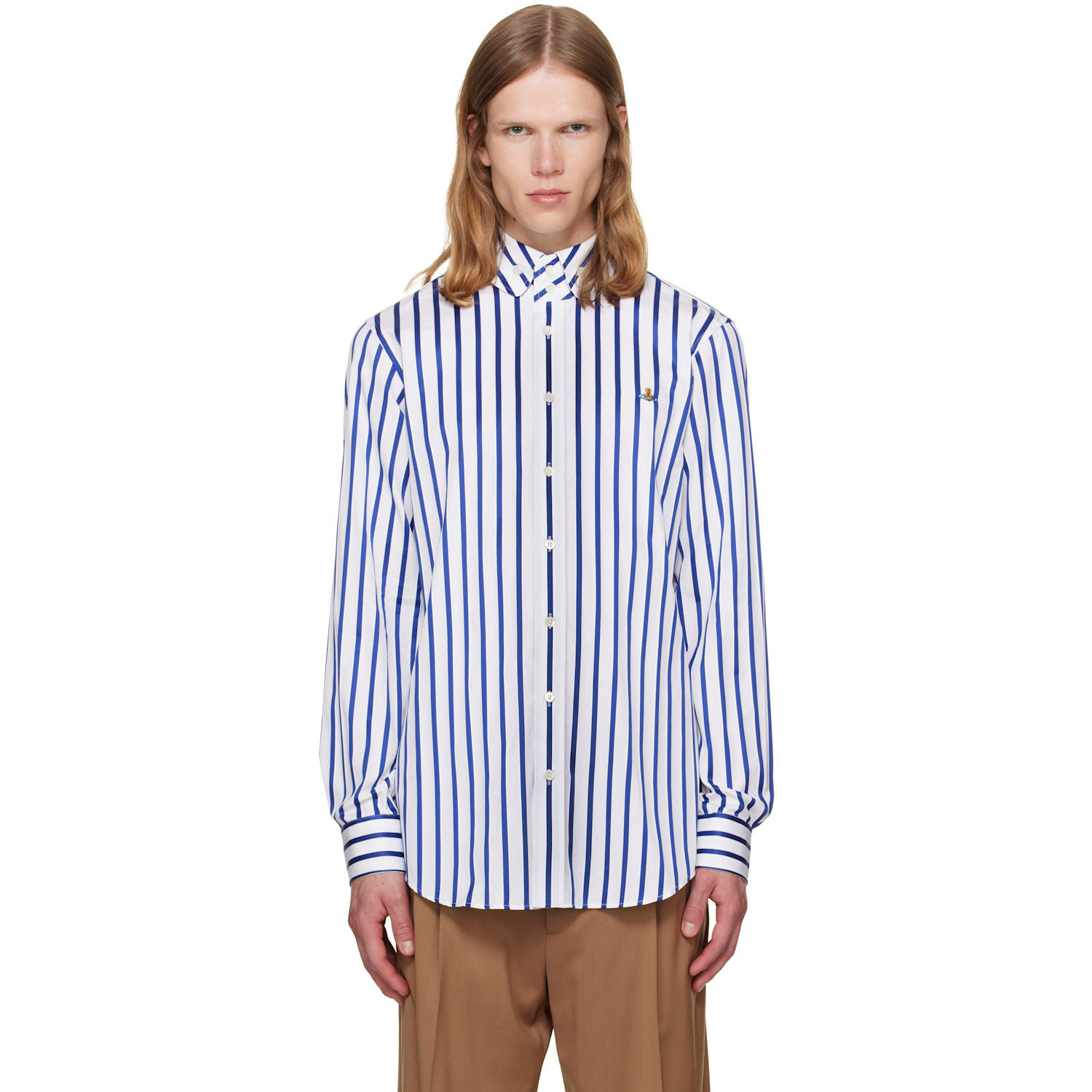 Vivienne Westwood White & Blue Two Button Krall Shirt