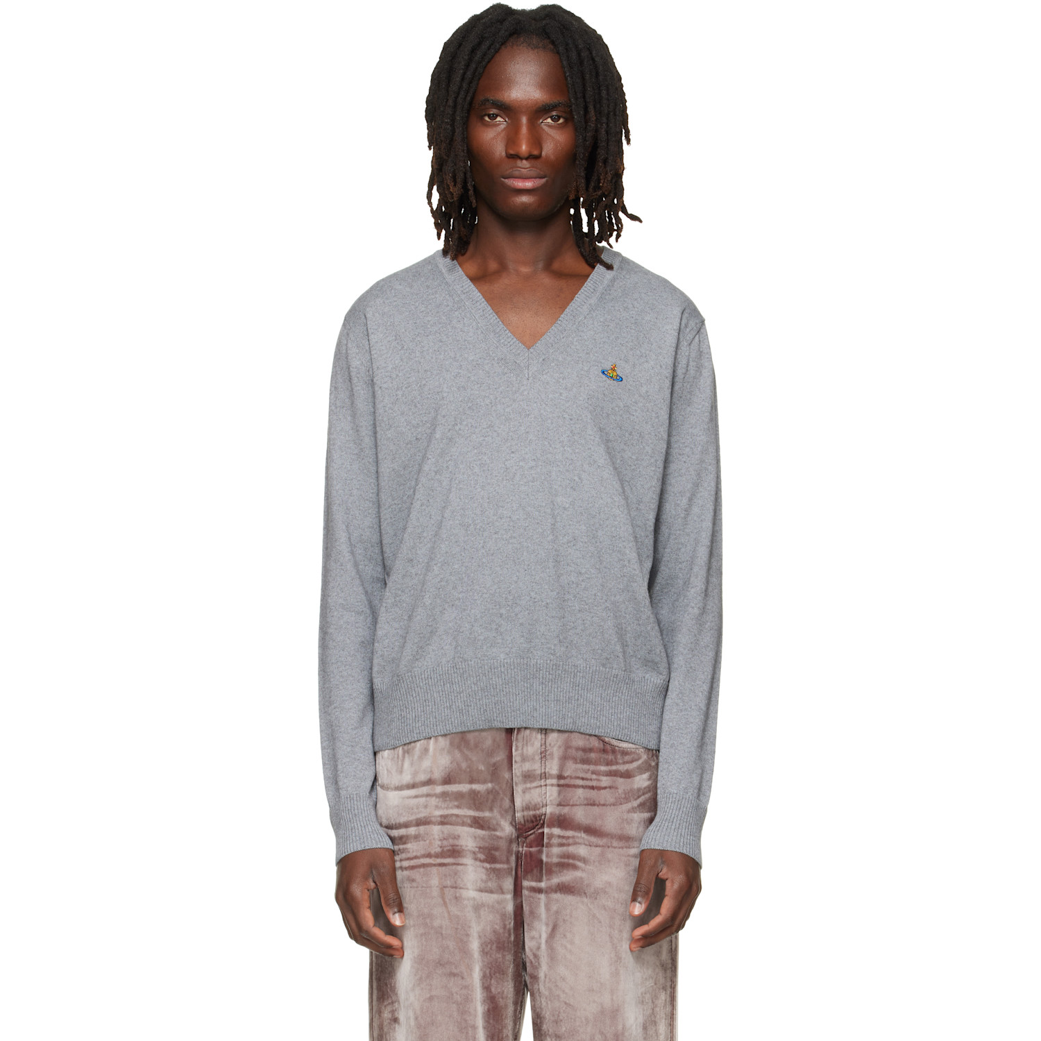 Vivienne Westwood Gray Mark V-Neck Sweater