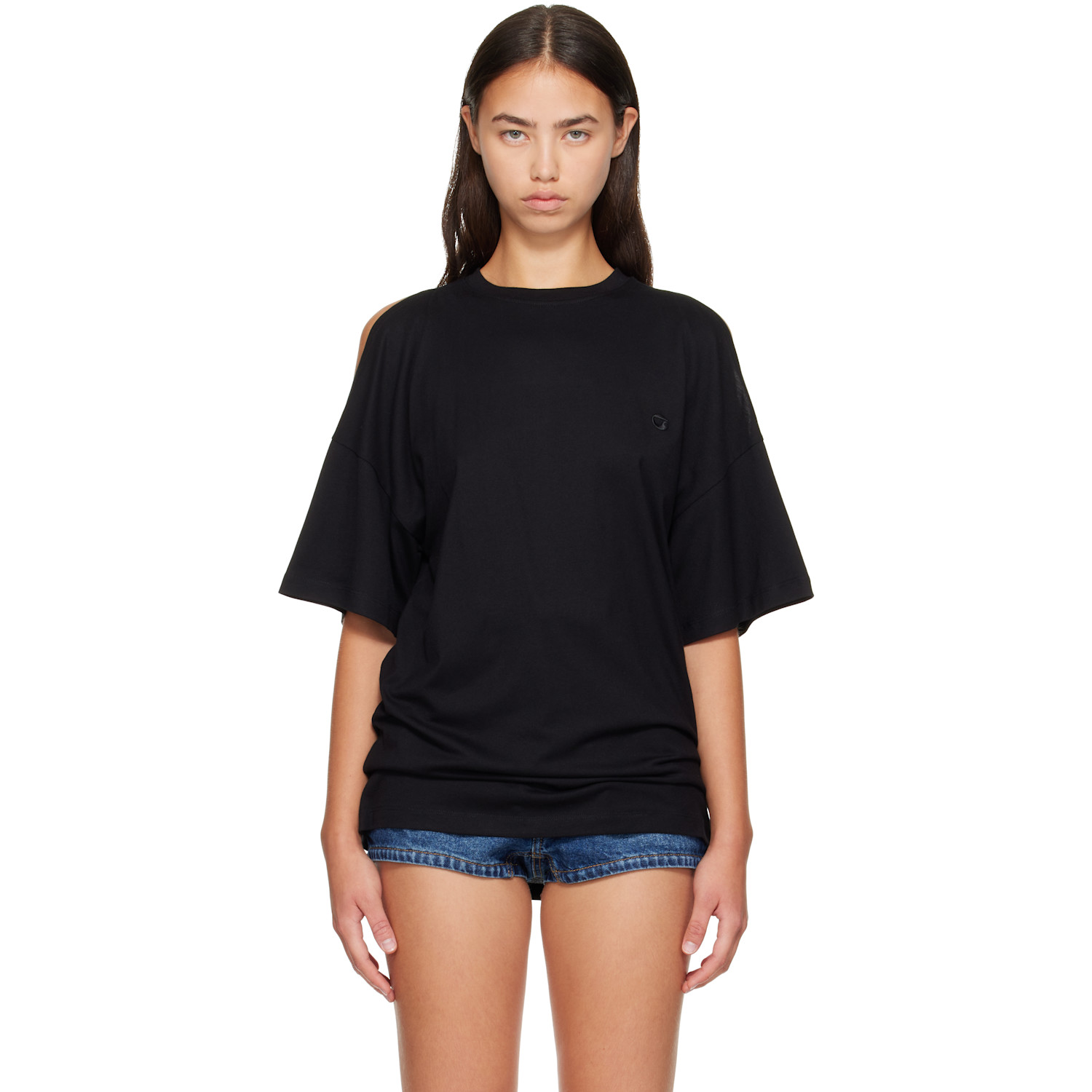 Coperni Black Open Shoulder T-shirt