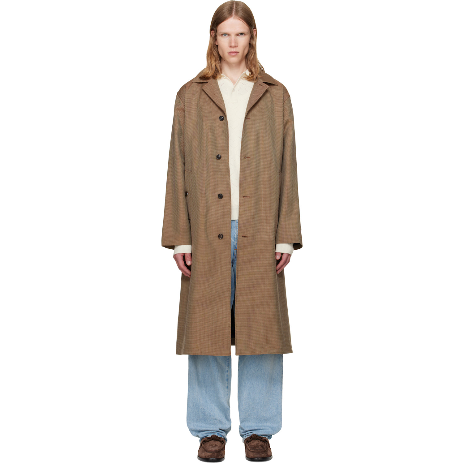 vowels Beige Spit Raglan Coat