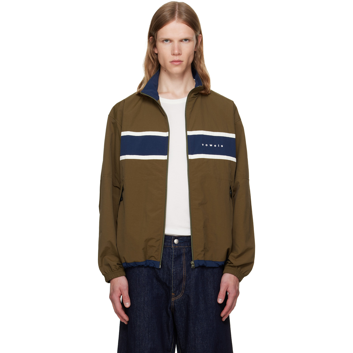 vowels Green Paneled Nylon Jacket