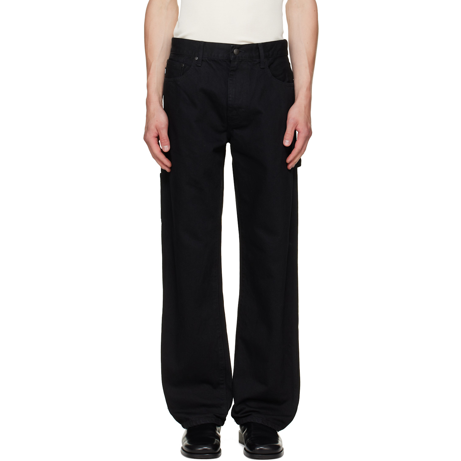vowels Black Overdyed Painter Jeans