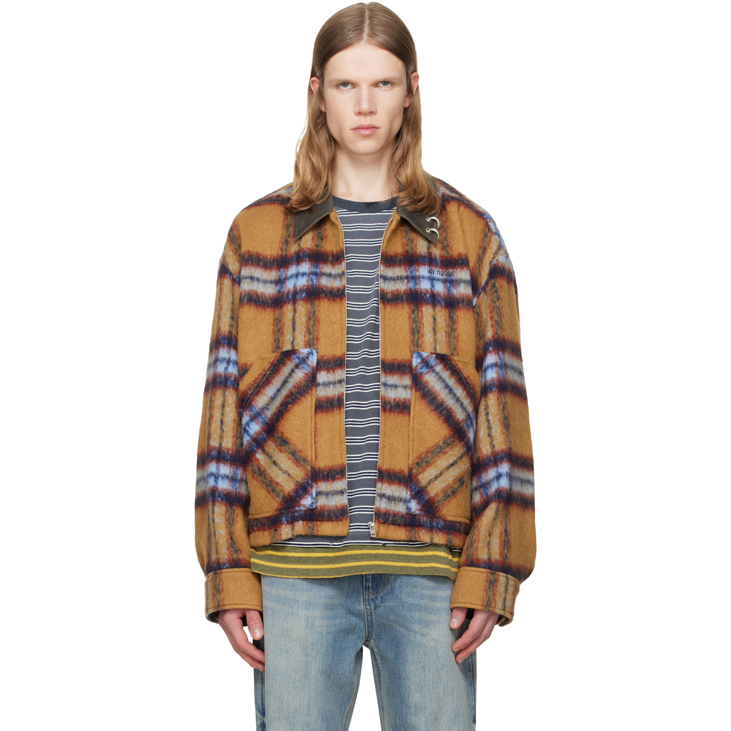 We11done Tan Camel Check Pattern Jacket