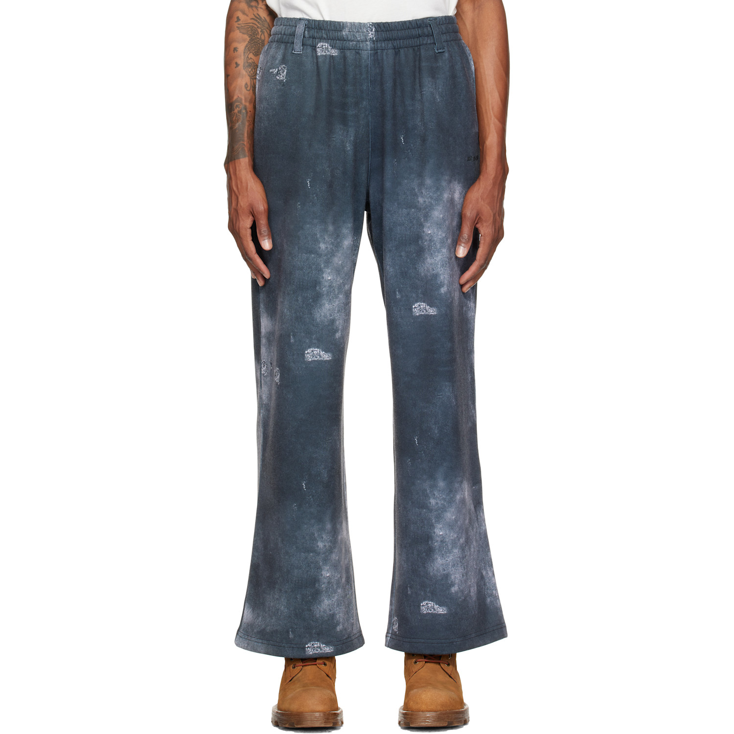 We11done Gray Trompe L'oeil Denim Printed Sweatpants