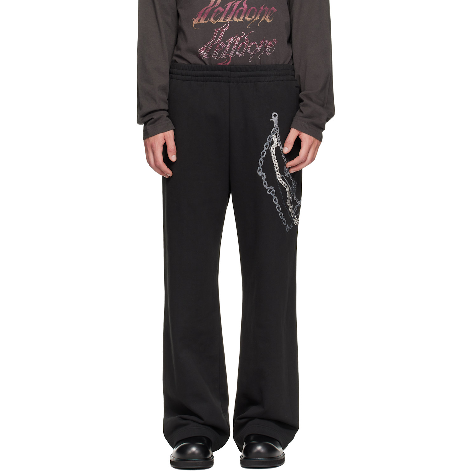 We11done Black Chain Embroidered Sweatpants