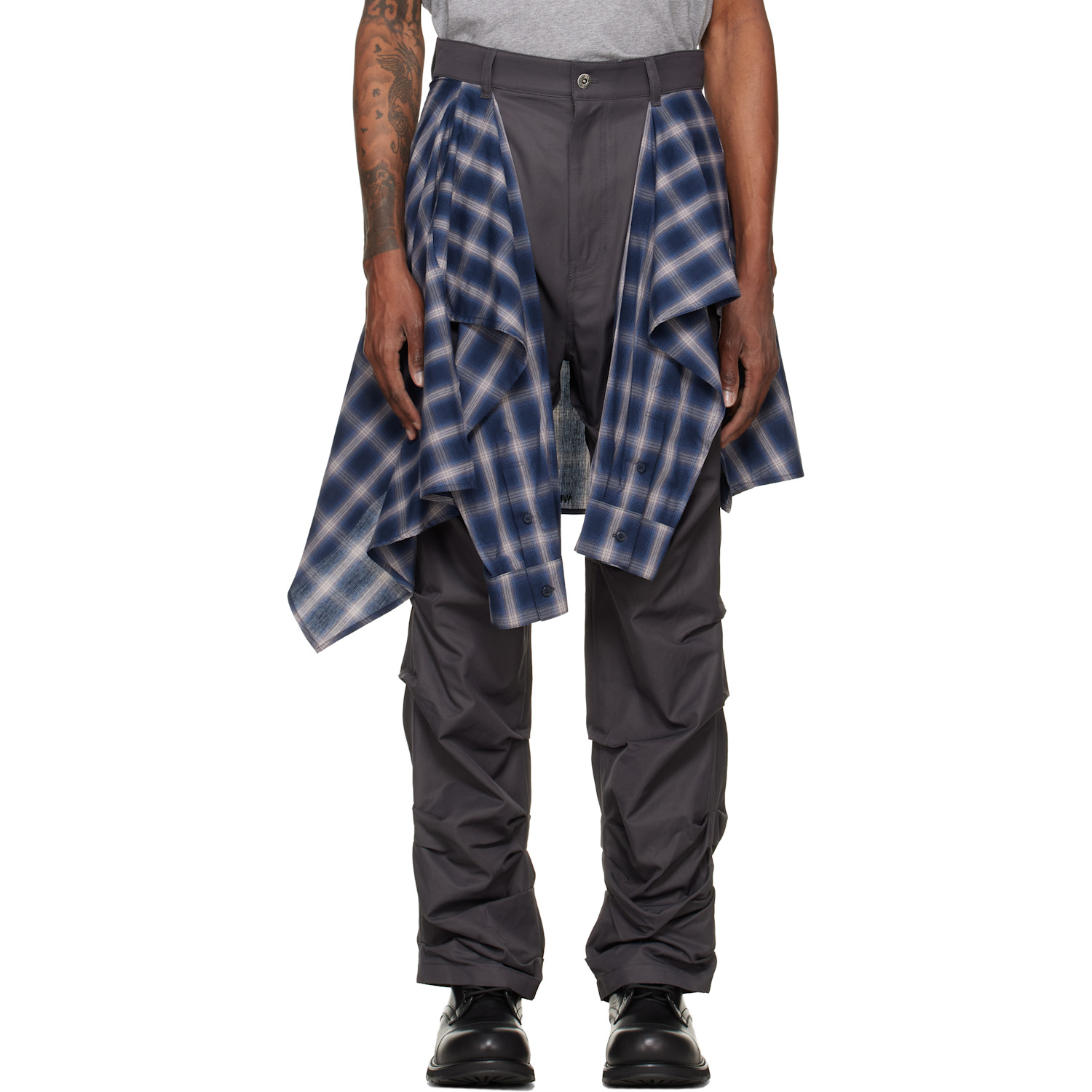 We11done Gray Shirt Wrapped Trousers