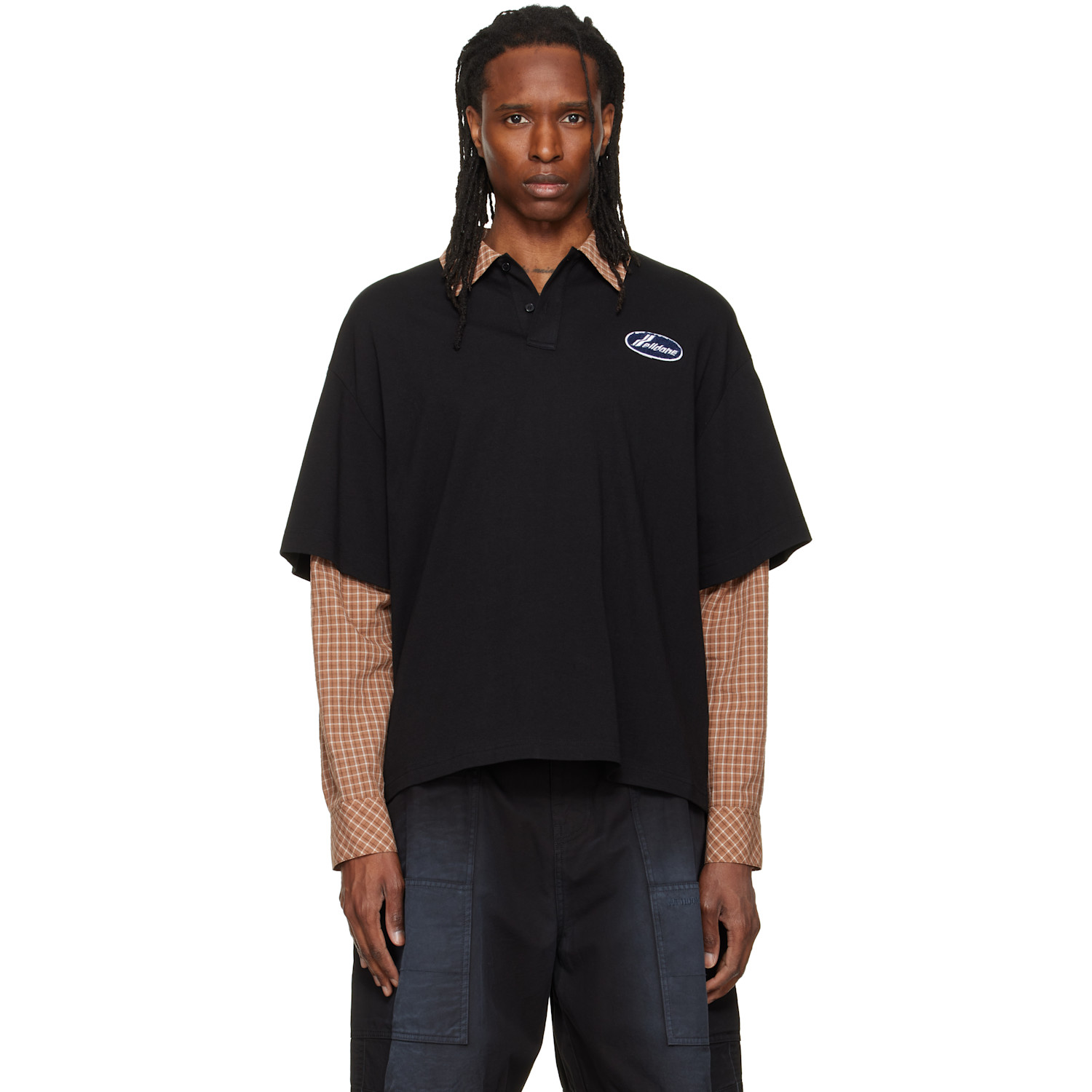 We11done Black 'Se11done' Layered Long-Sleeve Polo