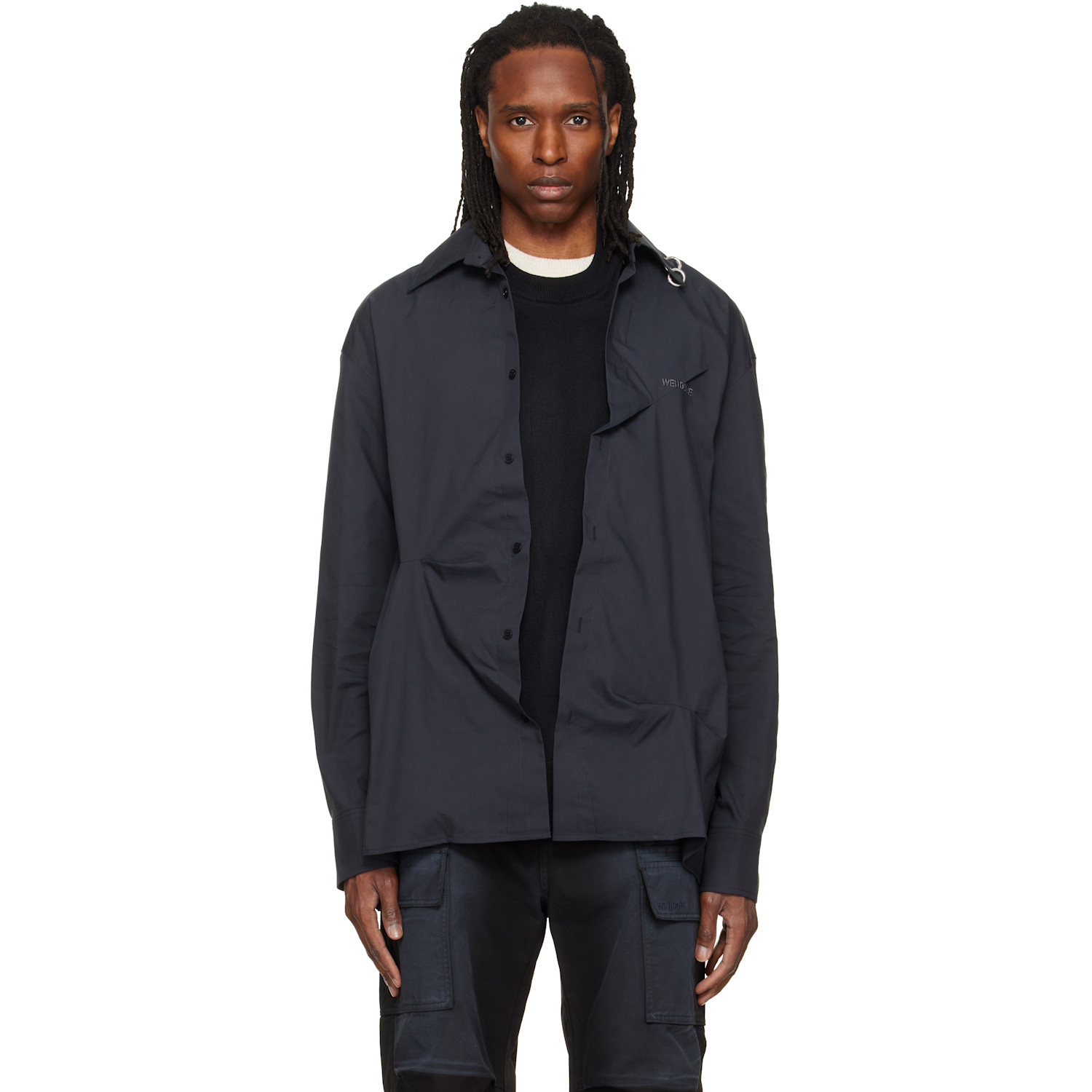 We11done Gray Knit Layered Shirt