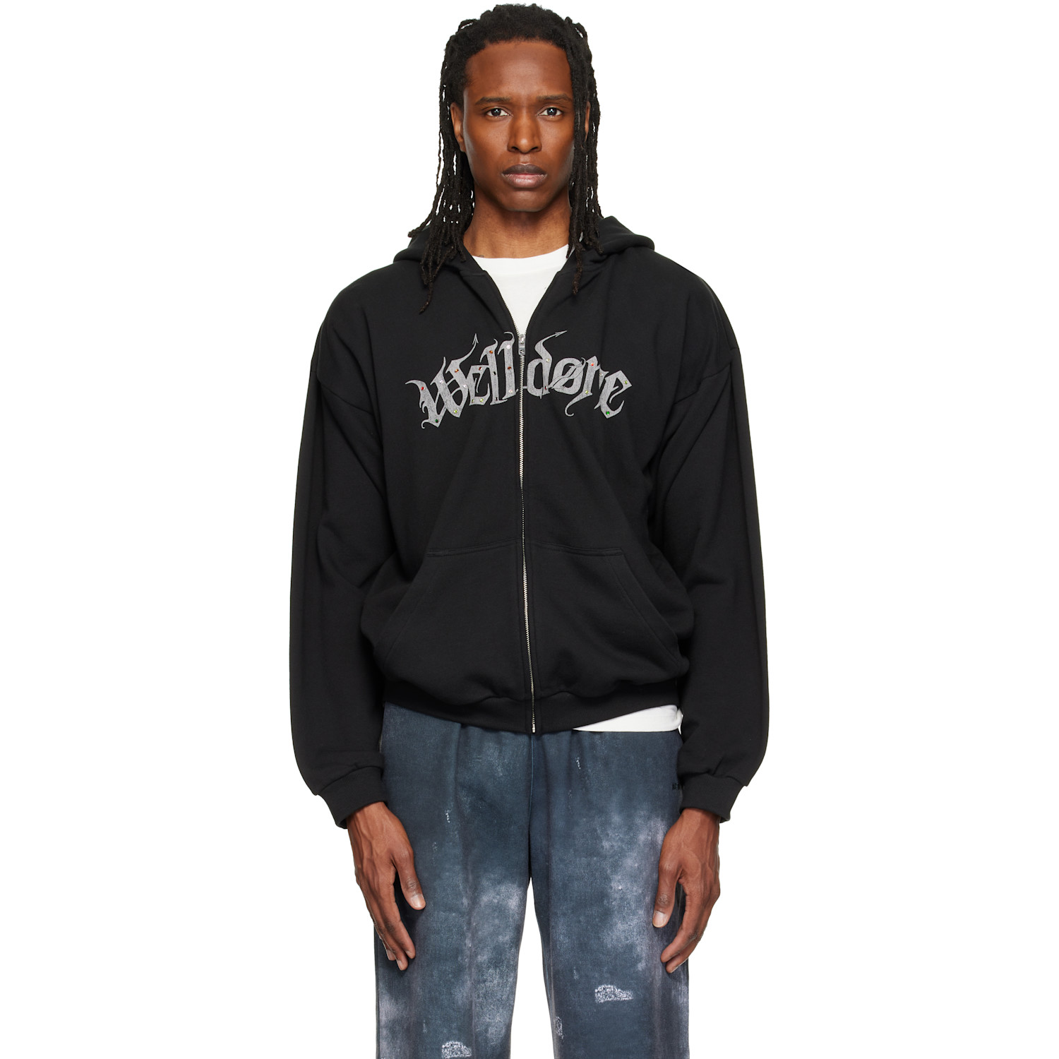 We11done Black Devil Arms Up Zip-Up Hoodie