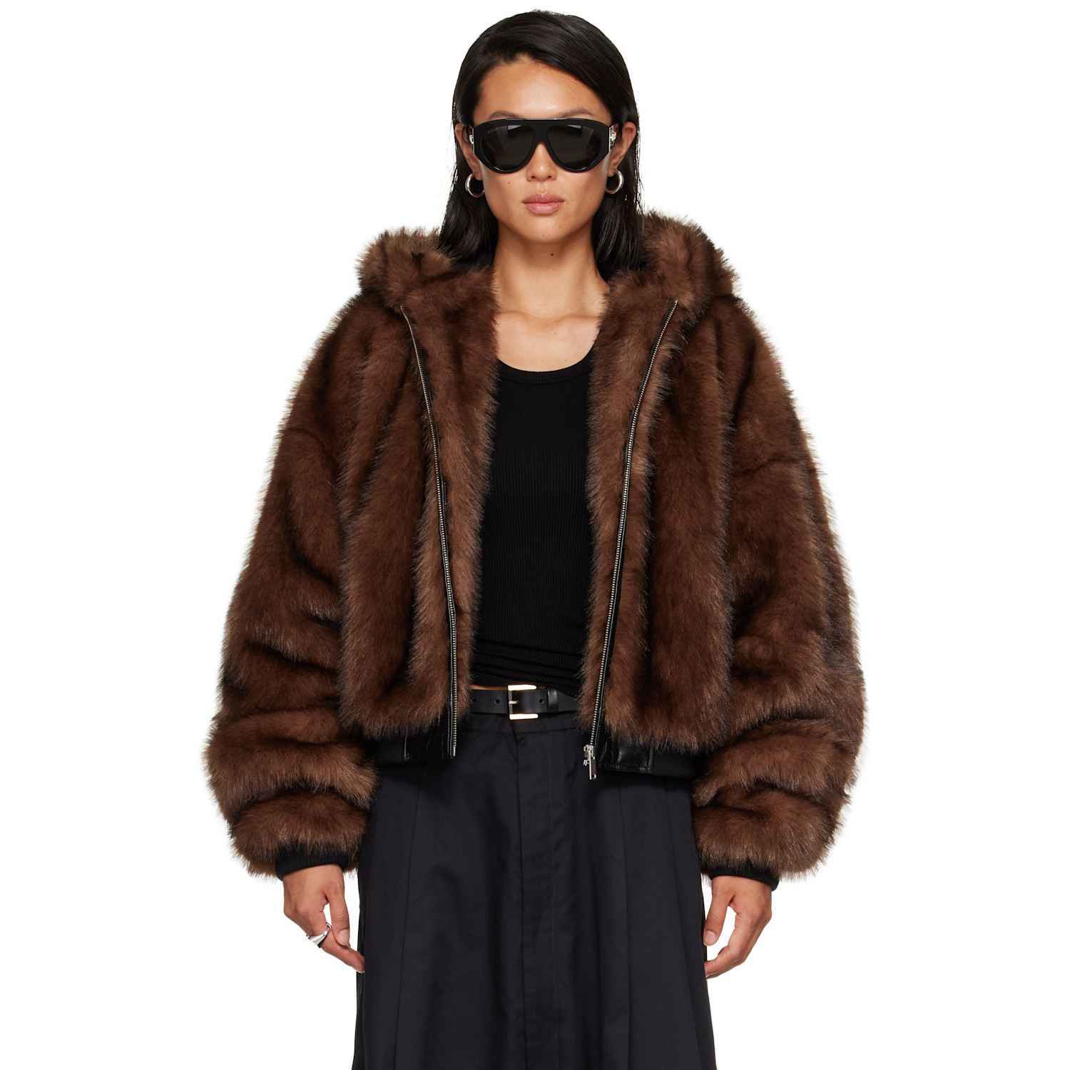 LU'U DAN Brown Yeti Outlaw Faux-Fur Jacket