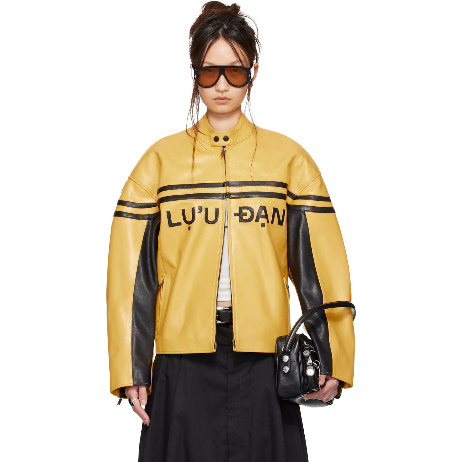 Lu'u Dan Bruce Lee X Lựu Đạn Yellow Legacy Moto L-d Leather Jacket In Multi