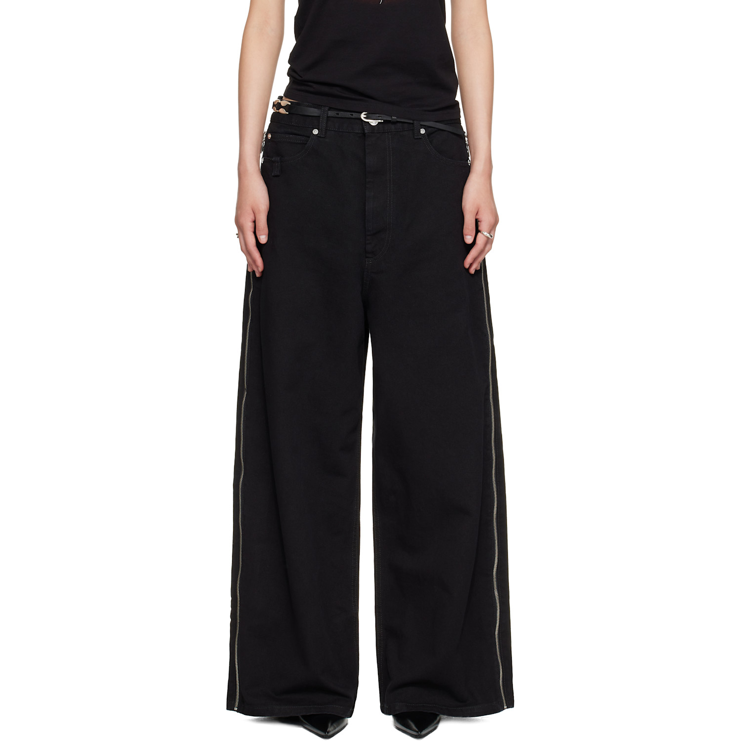 LU'U DAN Black Side Zip Jeans