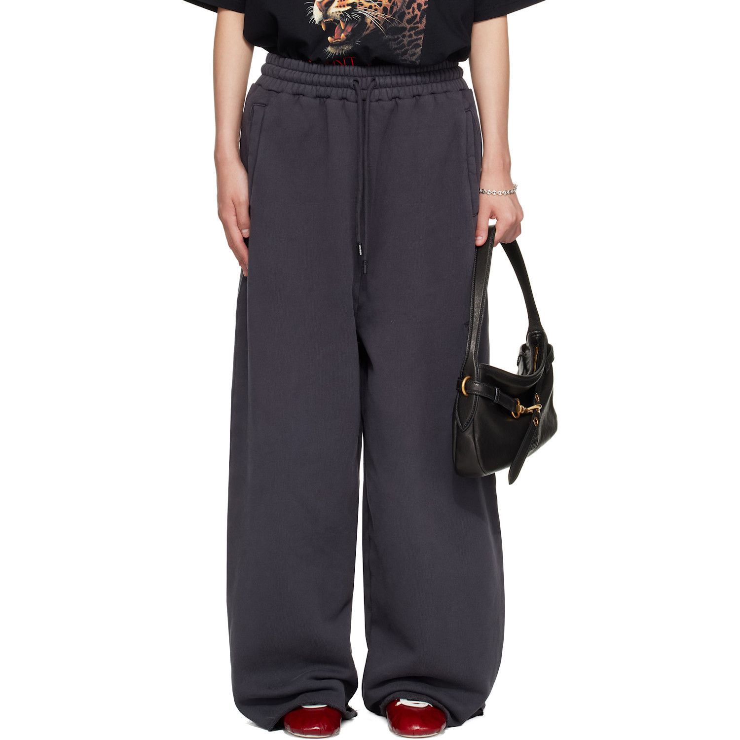 LU'U DAN Gray Raw-Cut Bontan Sweatpants