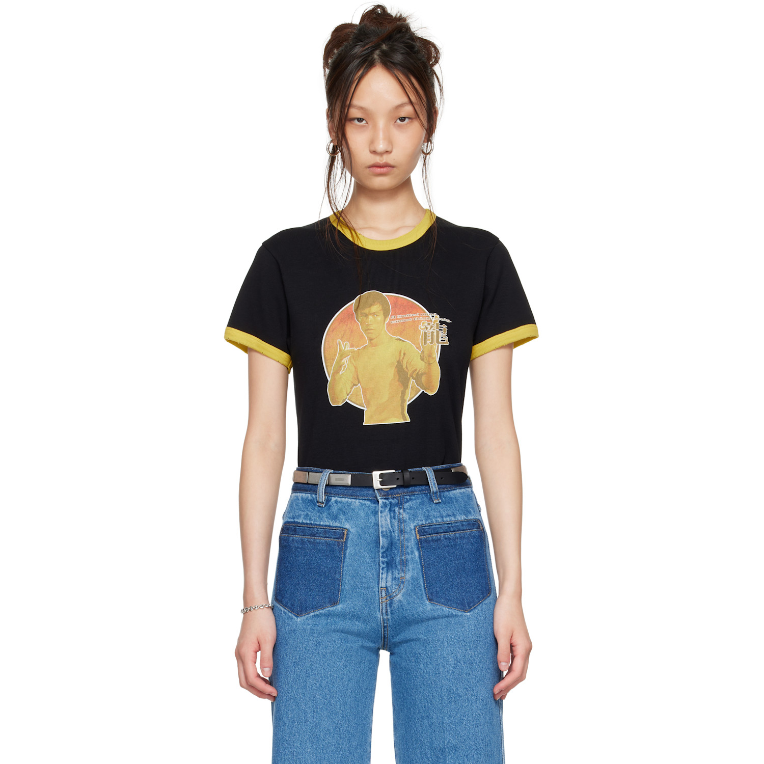 Lu'u Dan Bruce Lee X Lựu Đạn Black Ringer T-shirt