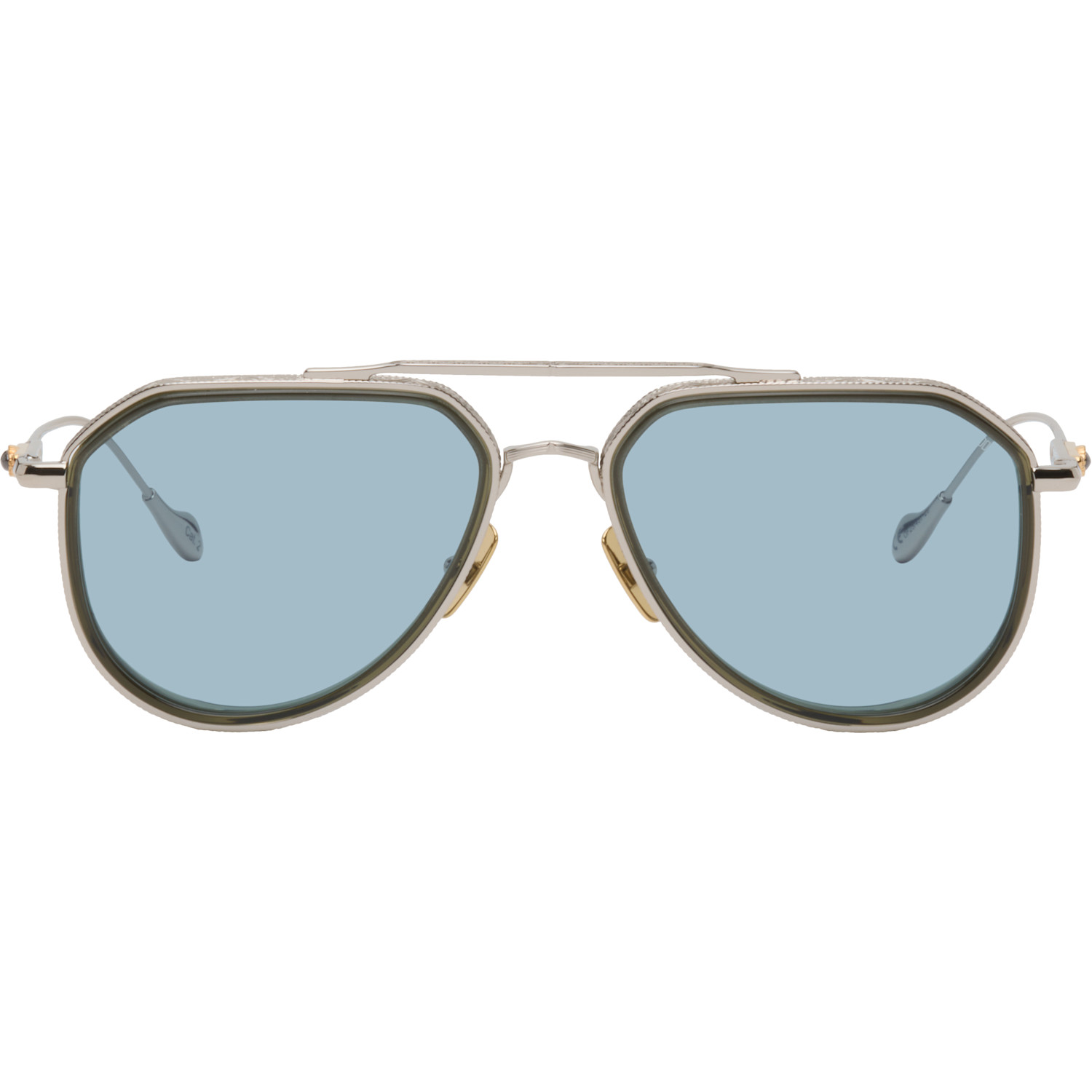 Cutler and Gross Silver The Great Frog Edition Triumph Aviator Sunglasses