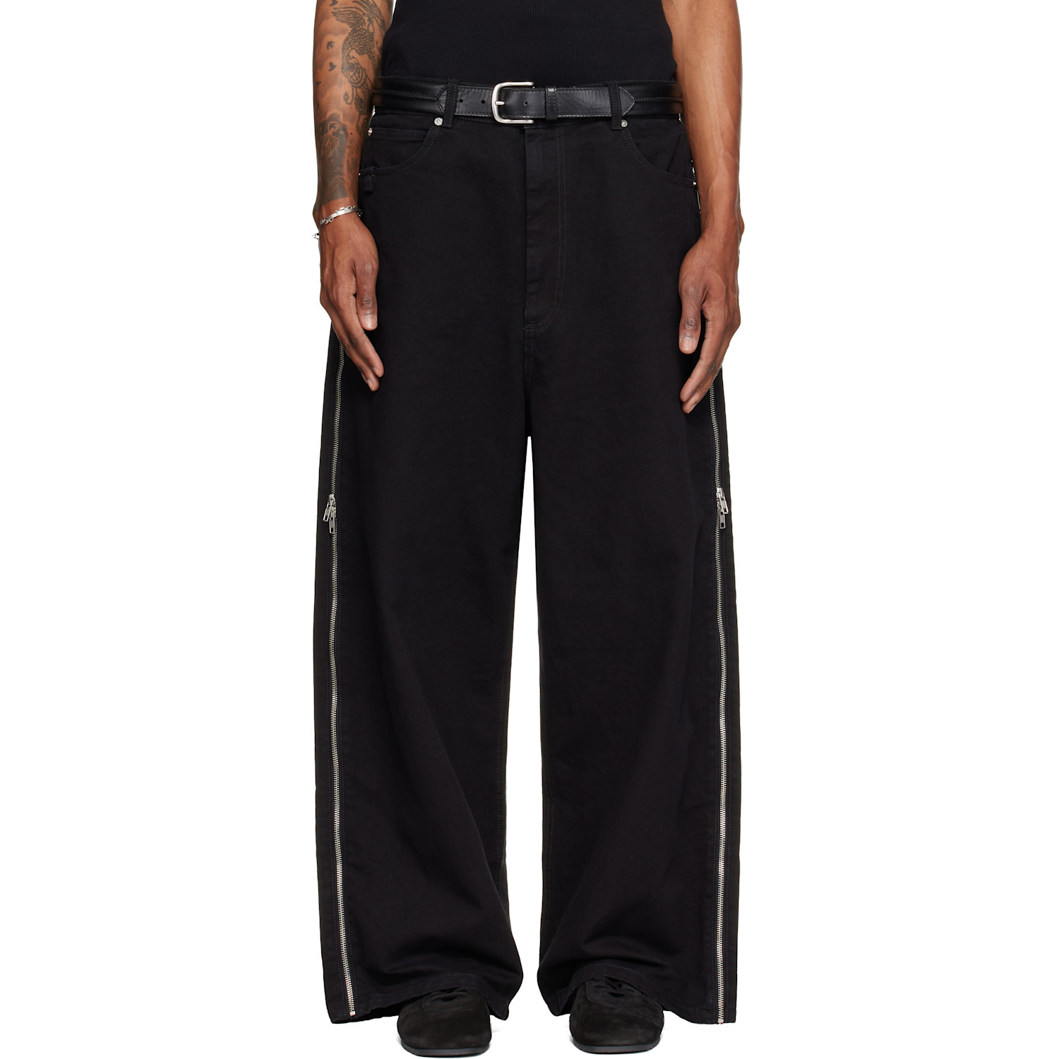 LU'U DAN Black Side Zip Jeans